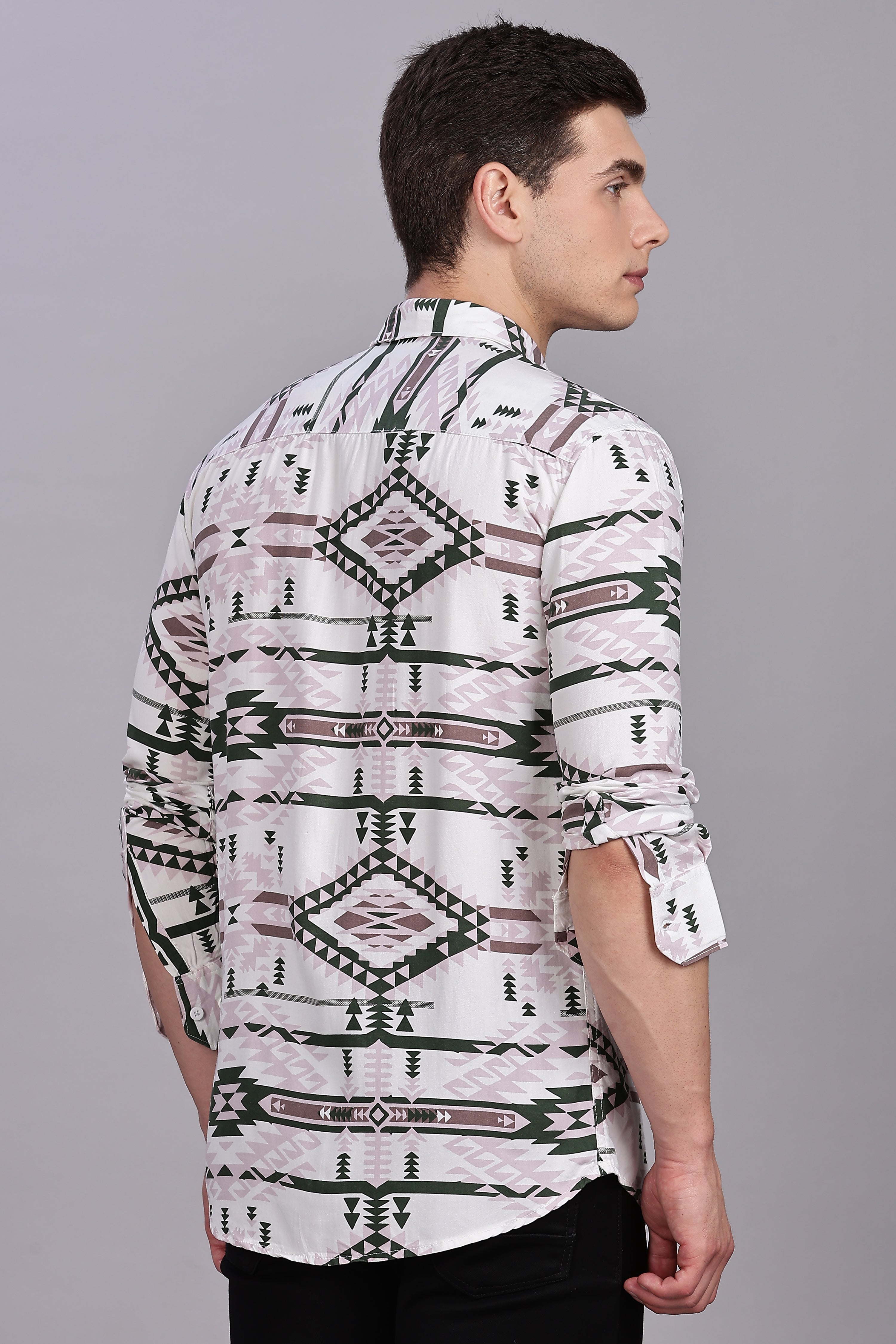SMOKE ABSTRACT RAYON SHIRT [white]