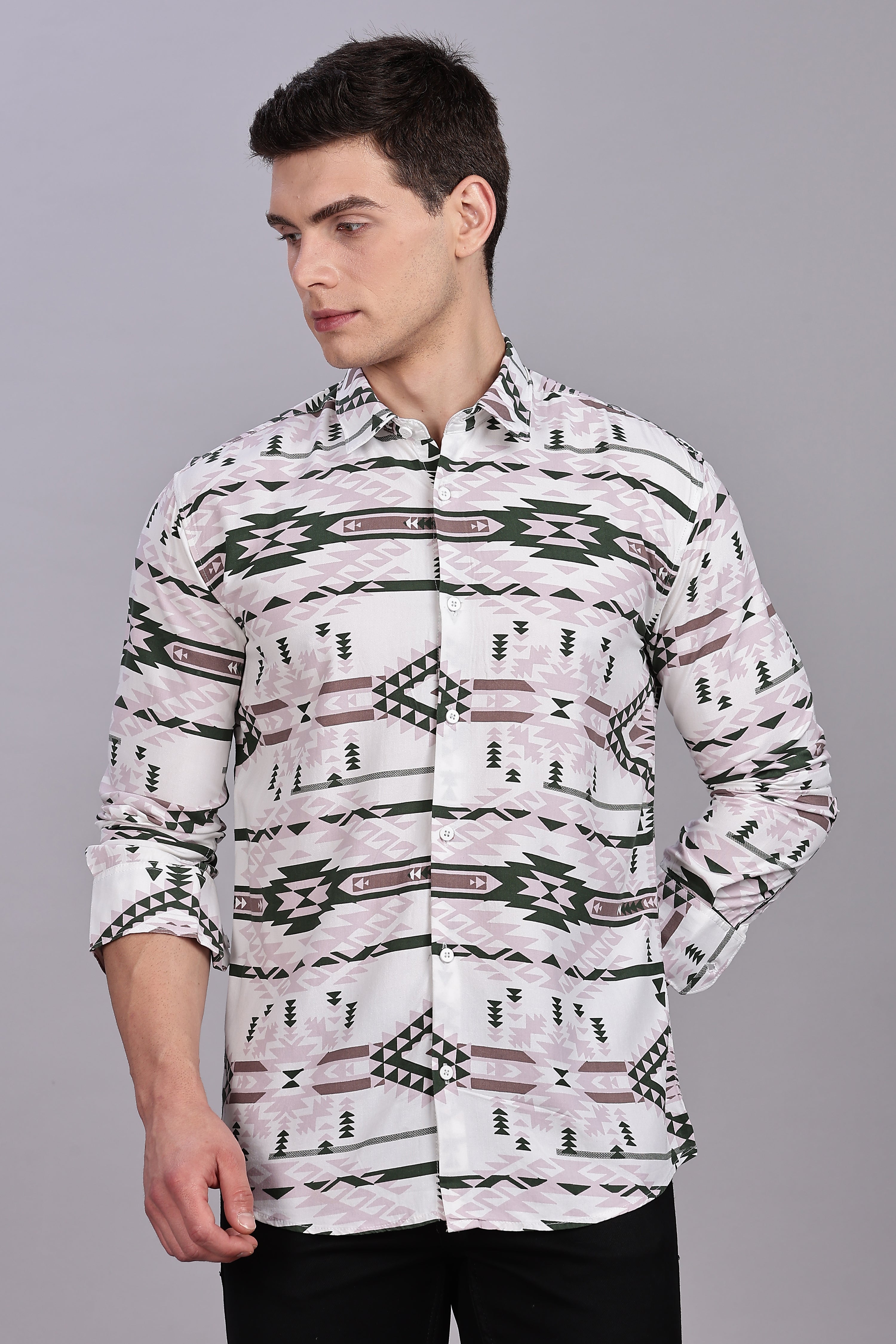 SMOKE ABSTRACT RAYON SHIRT [white]