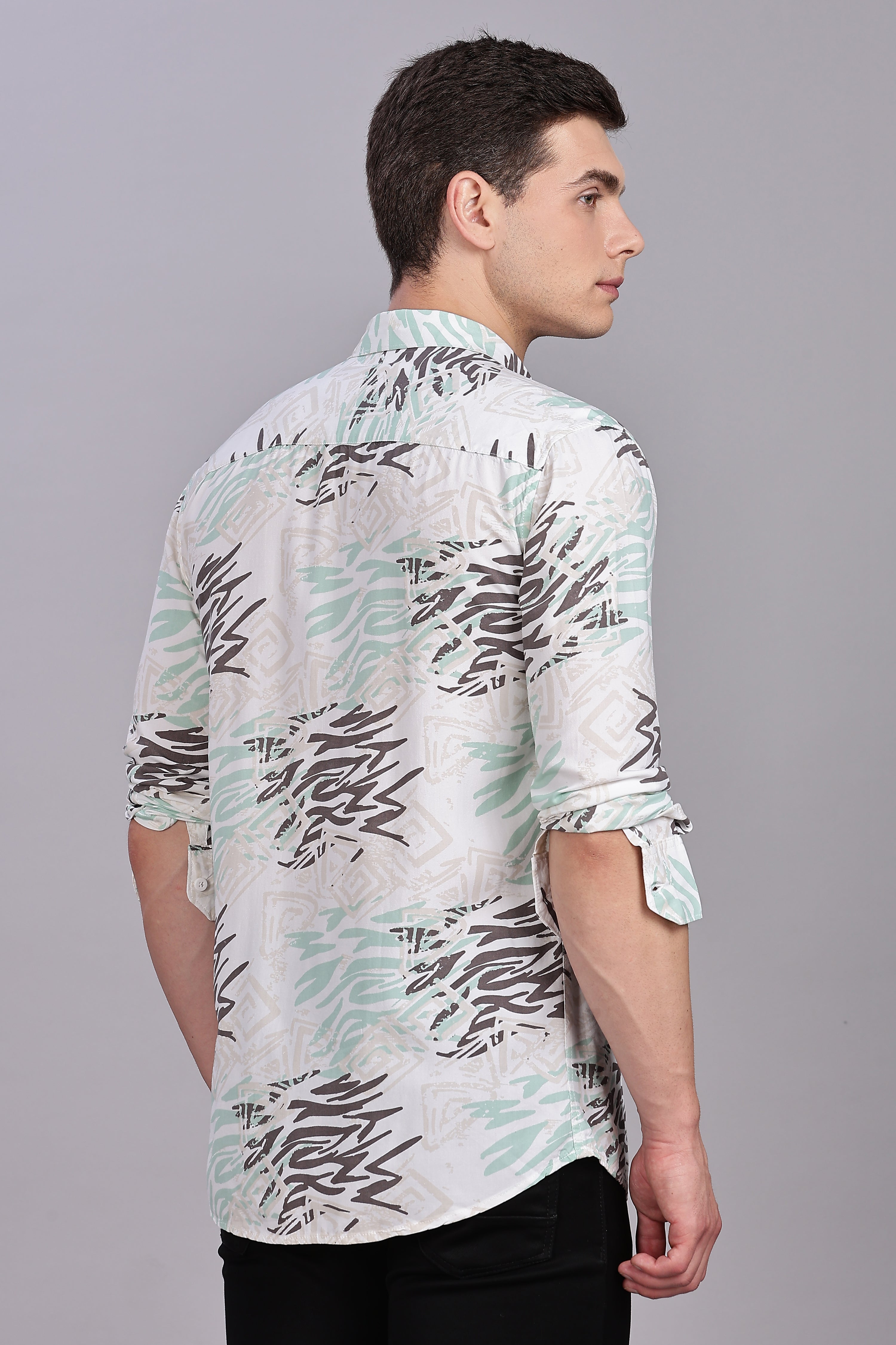 SMOKE ABSTRACT RAYON PRINTED SHIRT