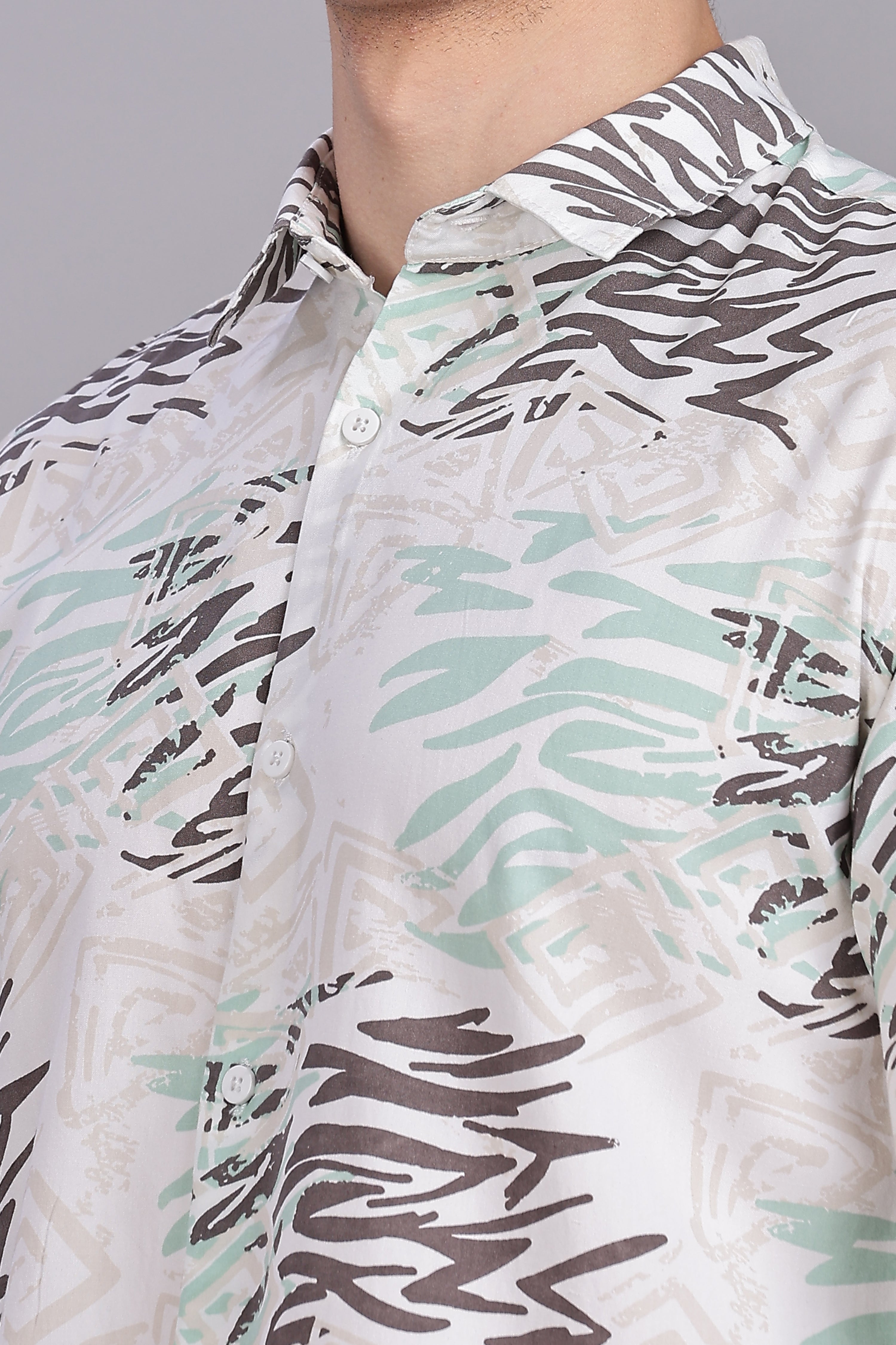 SMOKE ABSTRACT RAYON PRINTED SHIRT