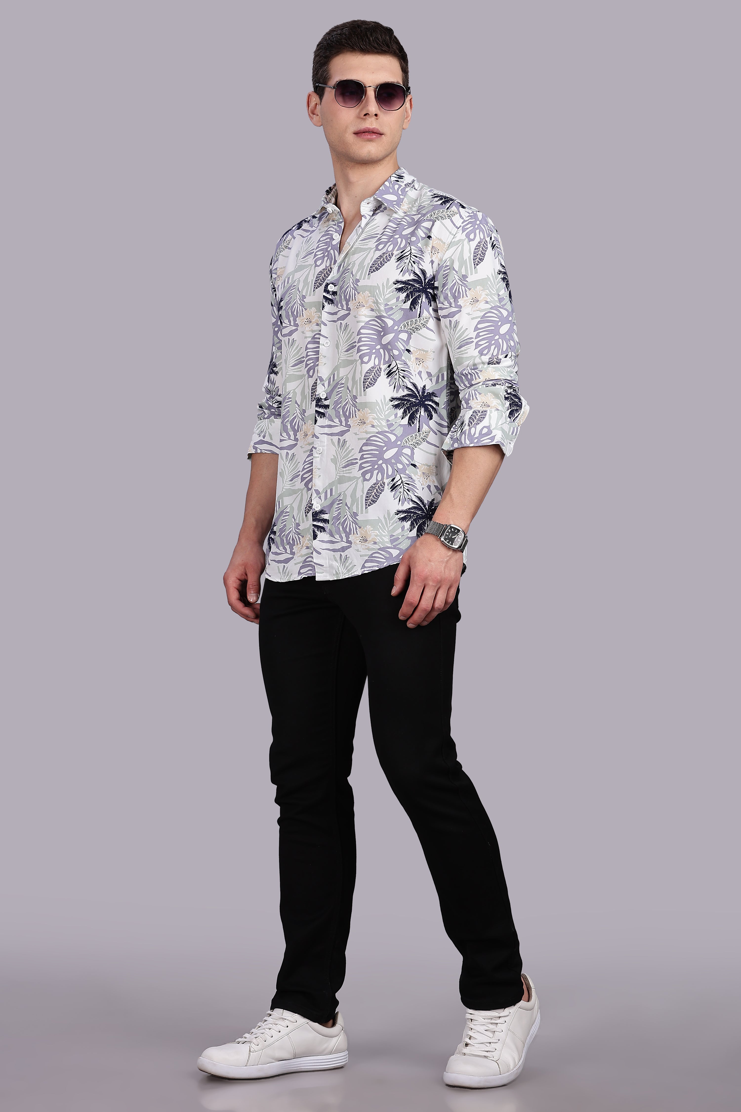 SMOKE FLORAL RAYON SHIRT [white]