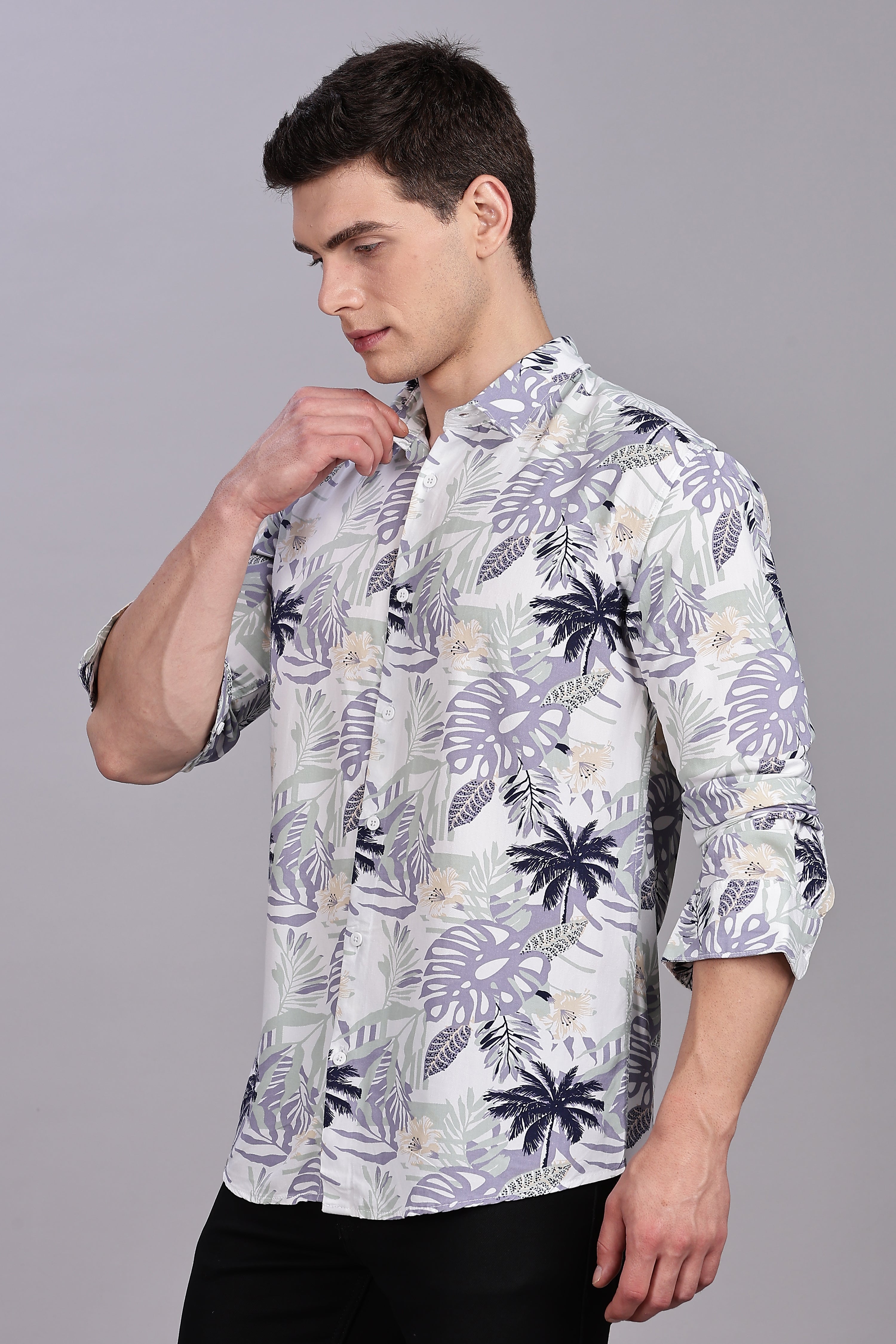 SMOKE FLORAL RAYON SHIRT [white]