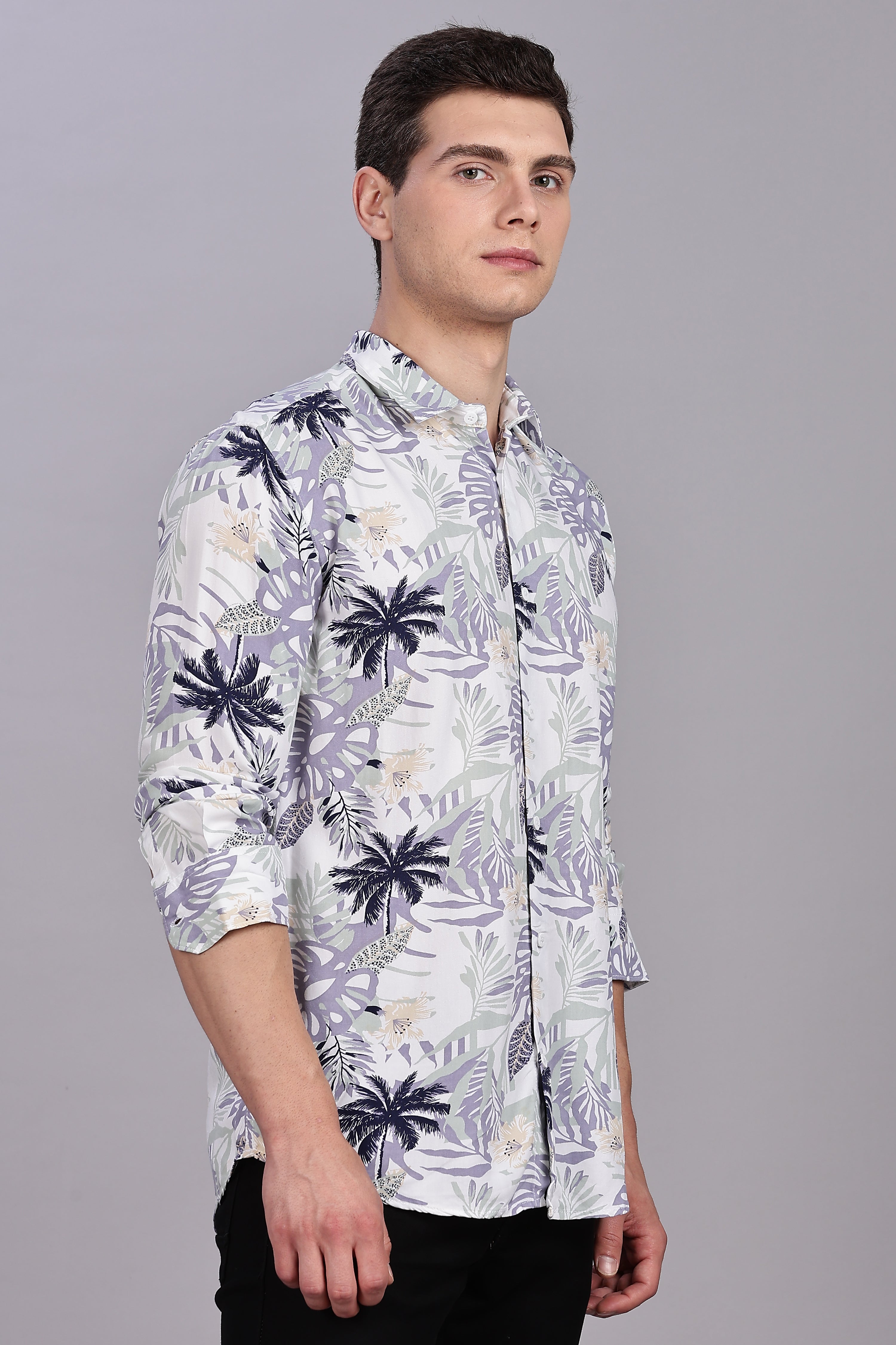 SMOKE FLORAL RAYON SHIRT [white]