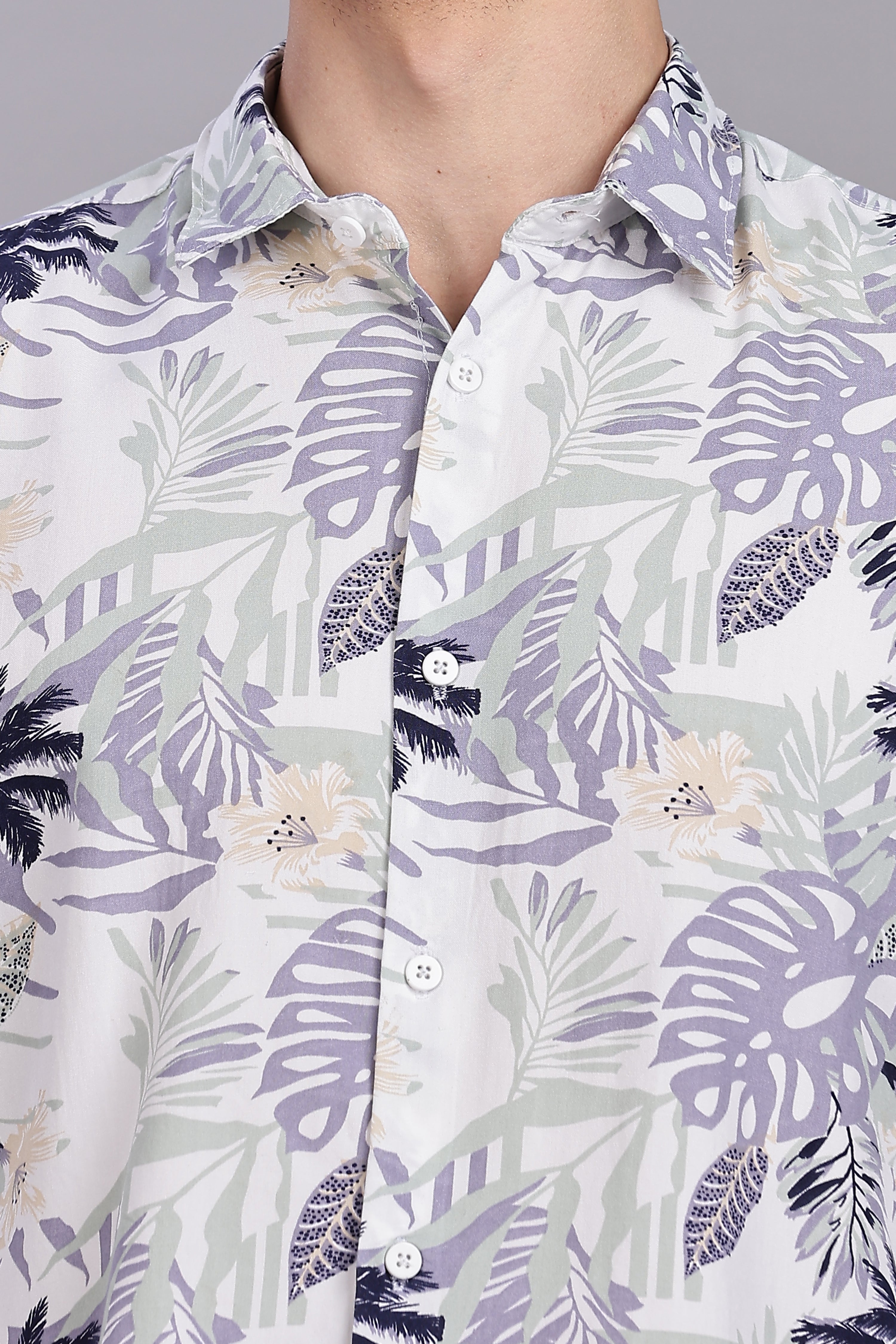 SMOKE FLORAL RAYON SHIRT [white]