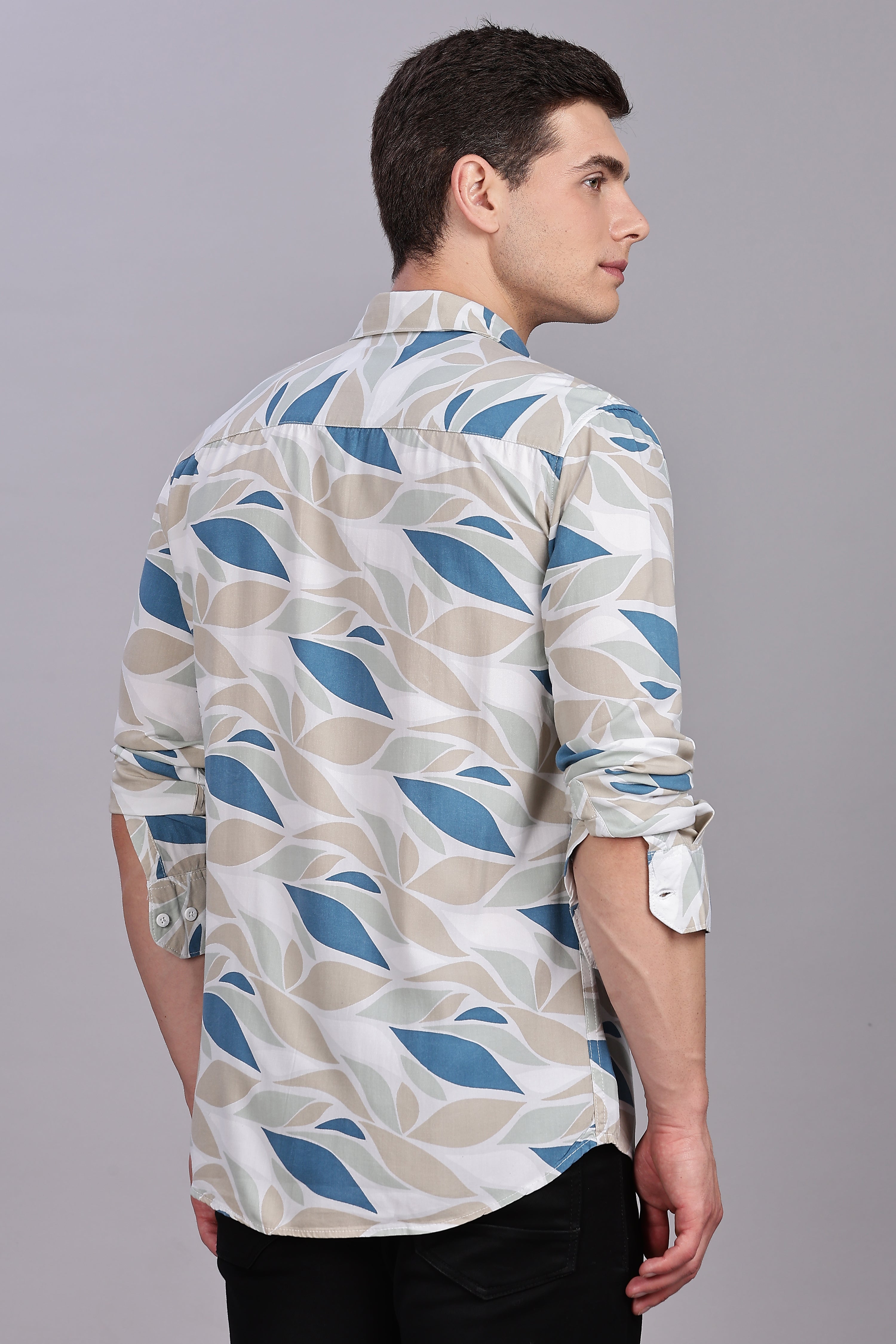 SMOKE ABSTRACT RAYON PRINTED SHIRT [blue]