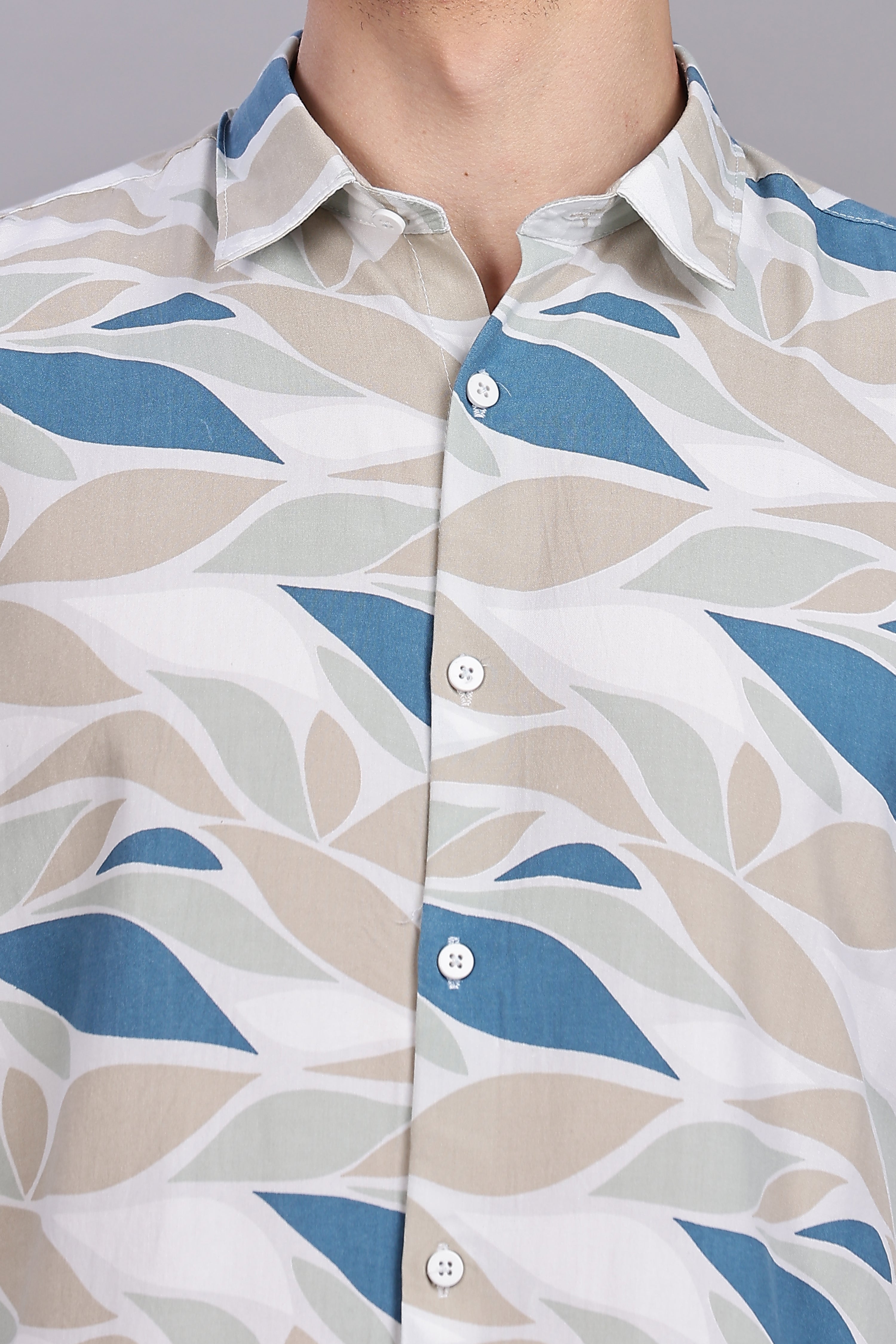 SMOKE ABSTRACT RAYON PRINTED SHIRT [blue]