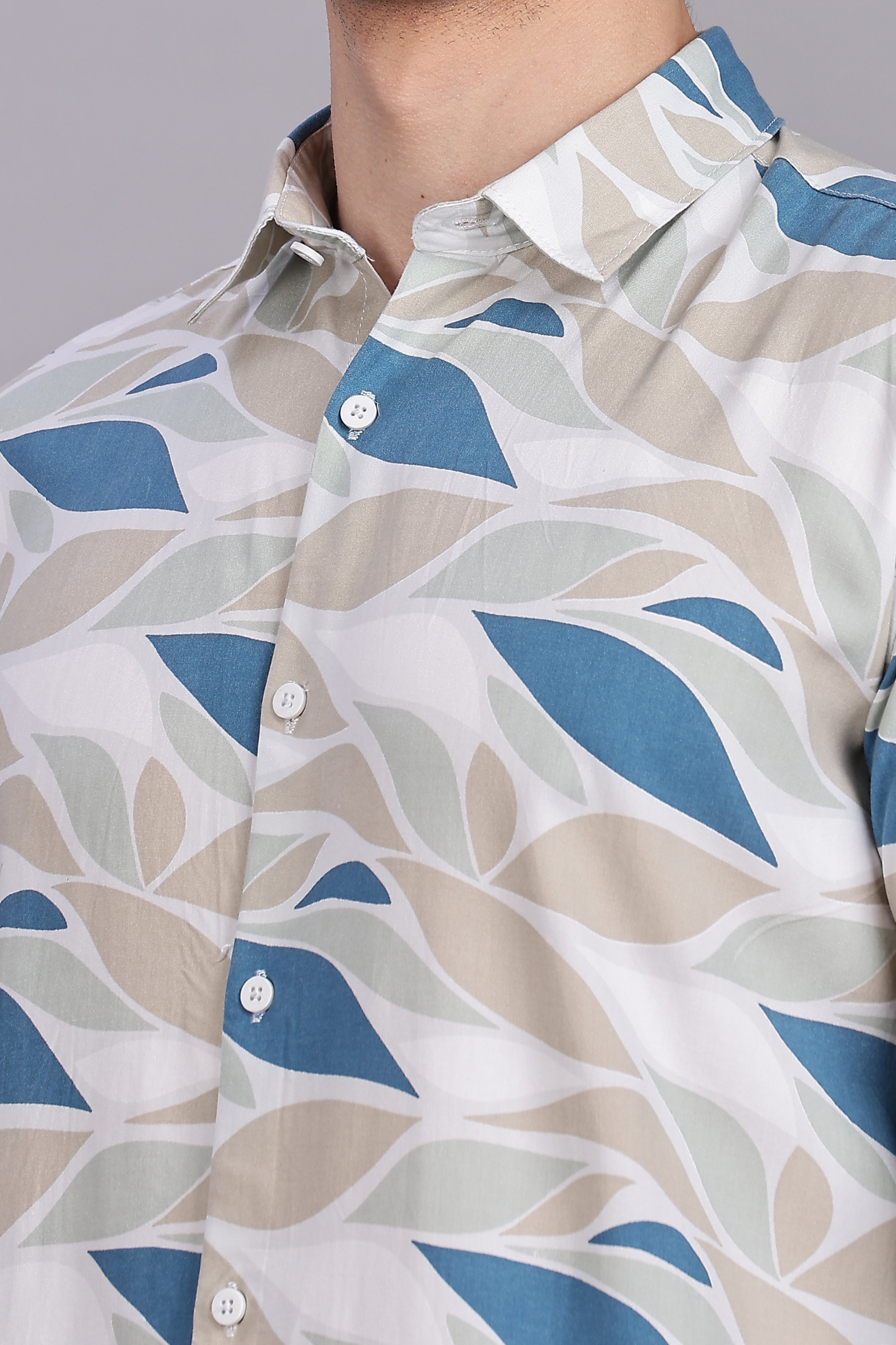 SMOKE ABSTRACT RAYON PRINTED SHIRT [blue]