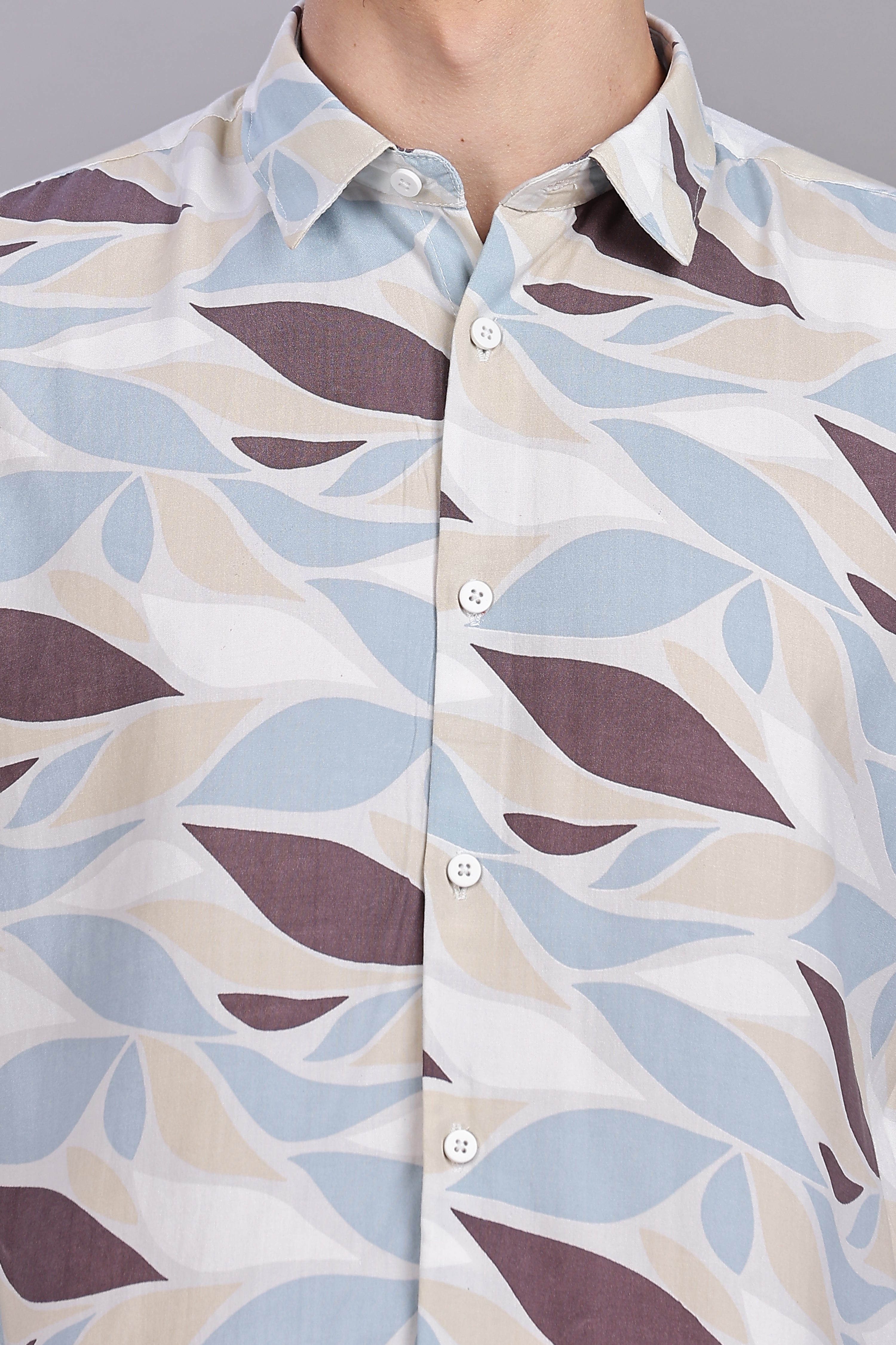 SMOKE ABSTRACT RAYON PRINTED SHIRT [brown]