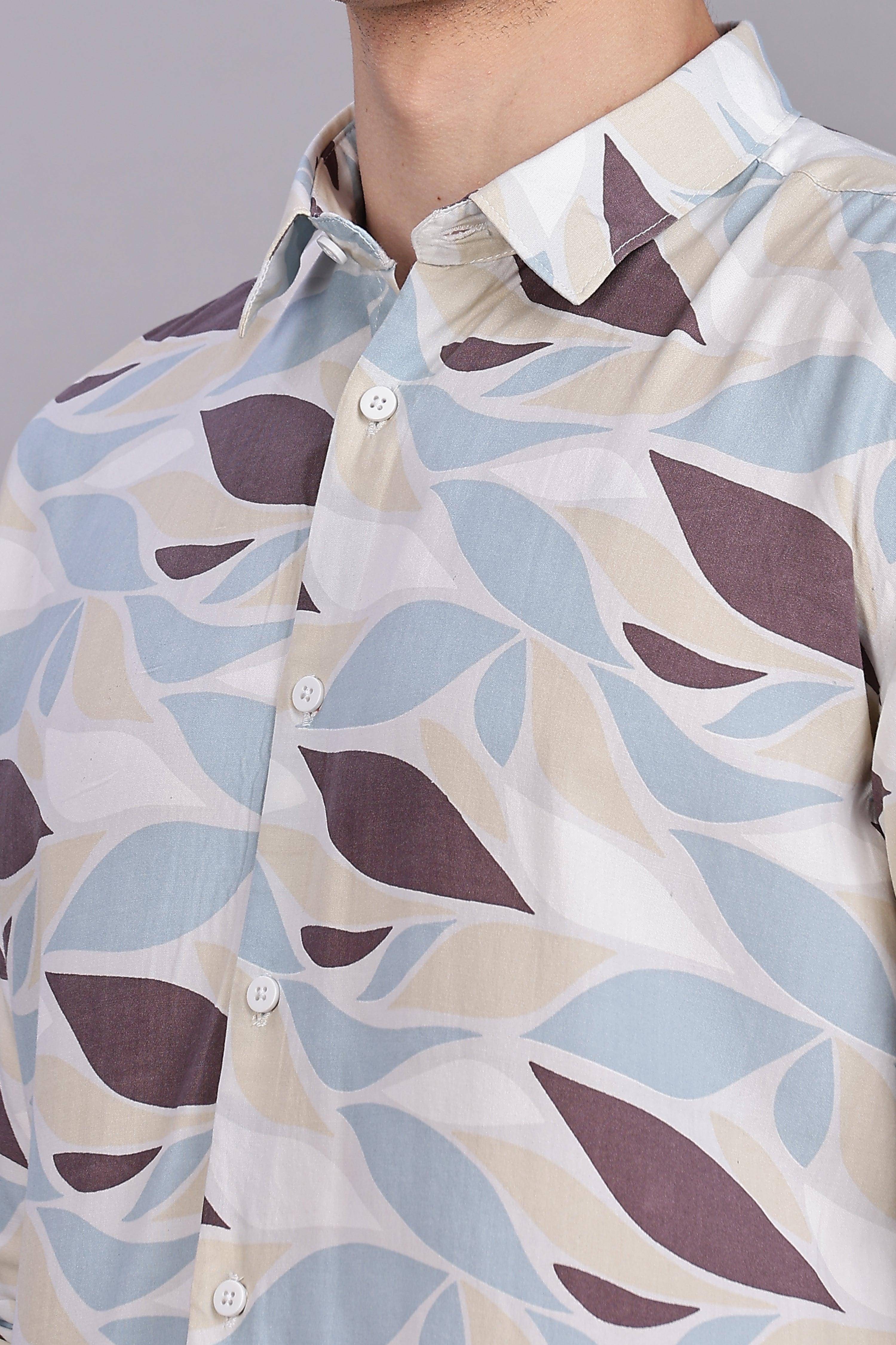 SMOKE ABSTRACT RAYON PRINTED SHIRT [brown]