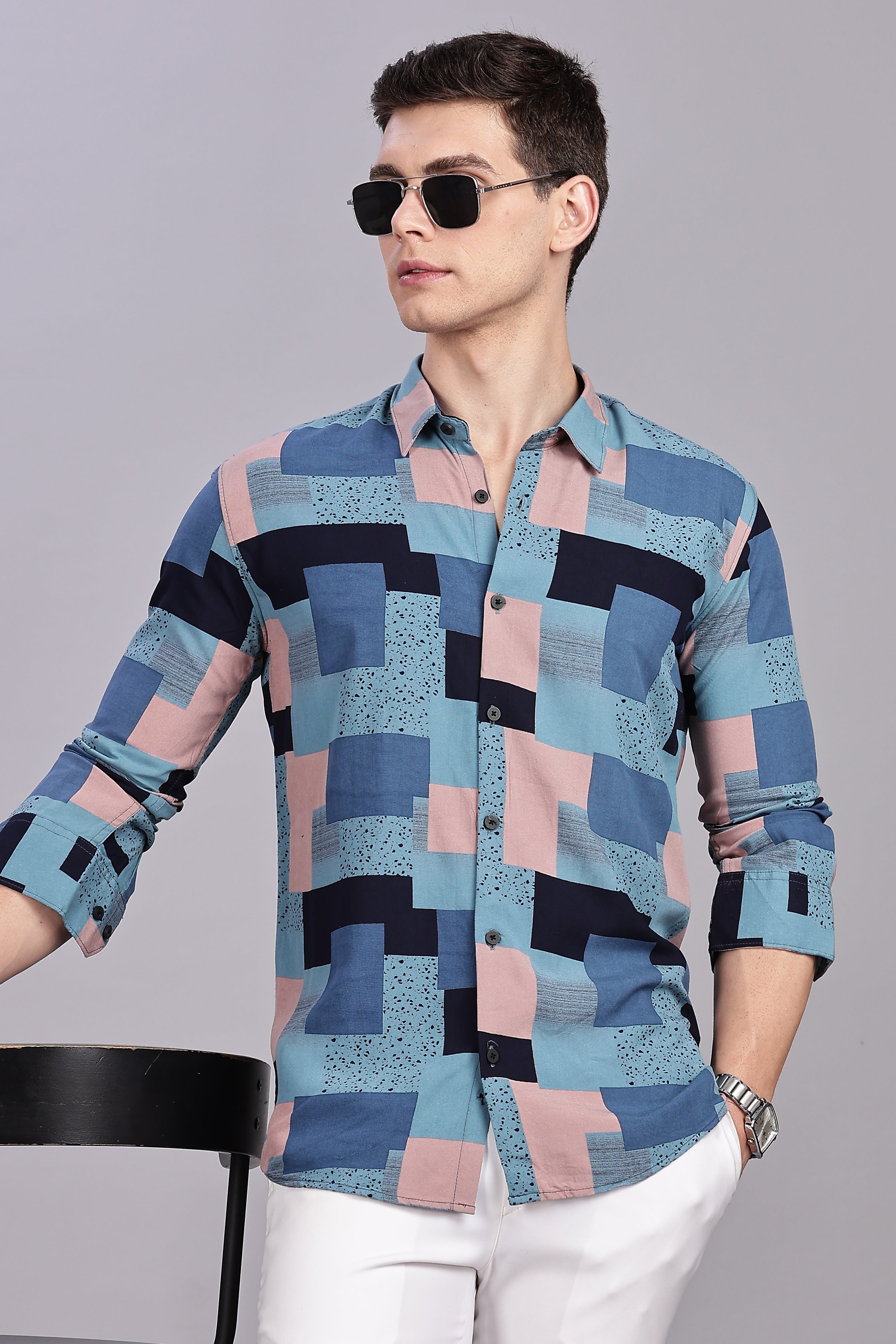 SMOKE ABSTRACT RAYON SHIRT [black]