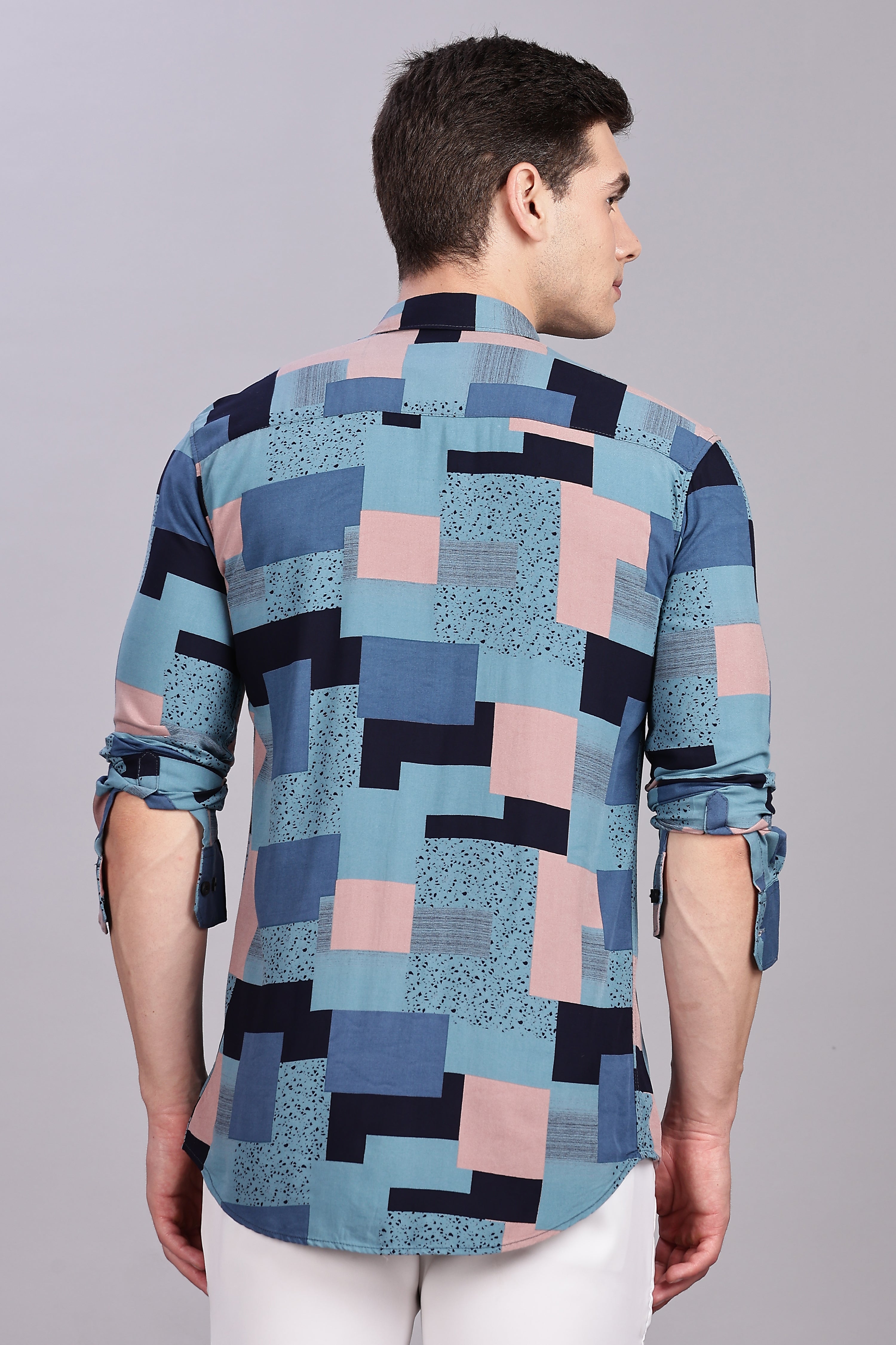 SMOKE ABSTRACT RAYON SHIRT [black]