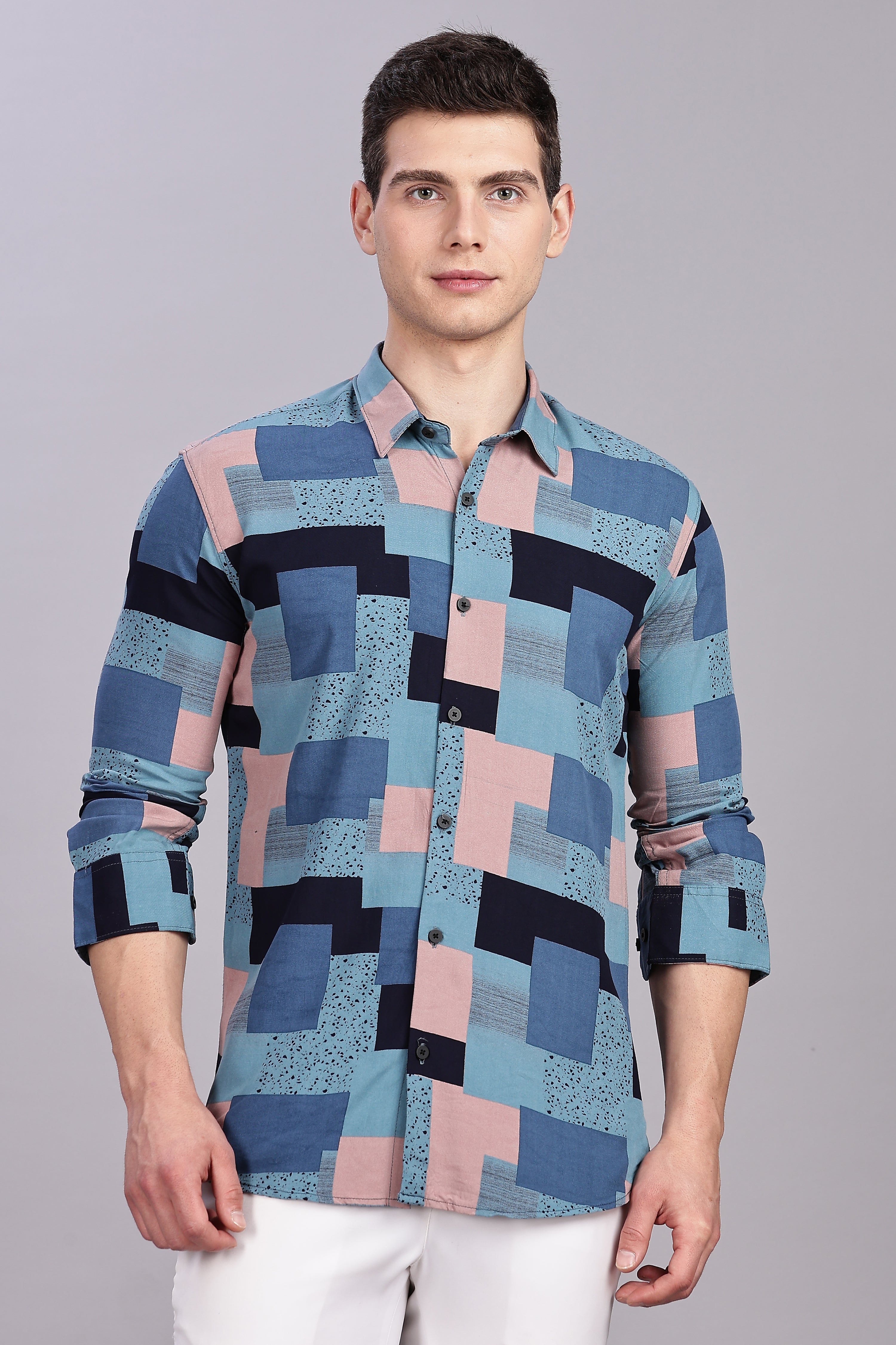 SMOKE ABSTRACT RAYON SHIRT [black]