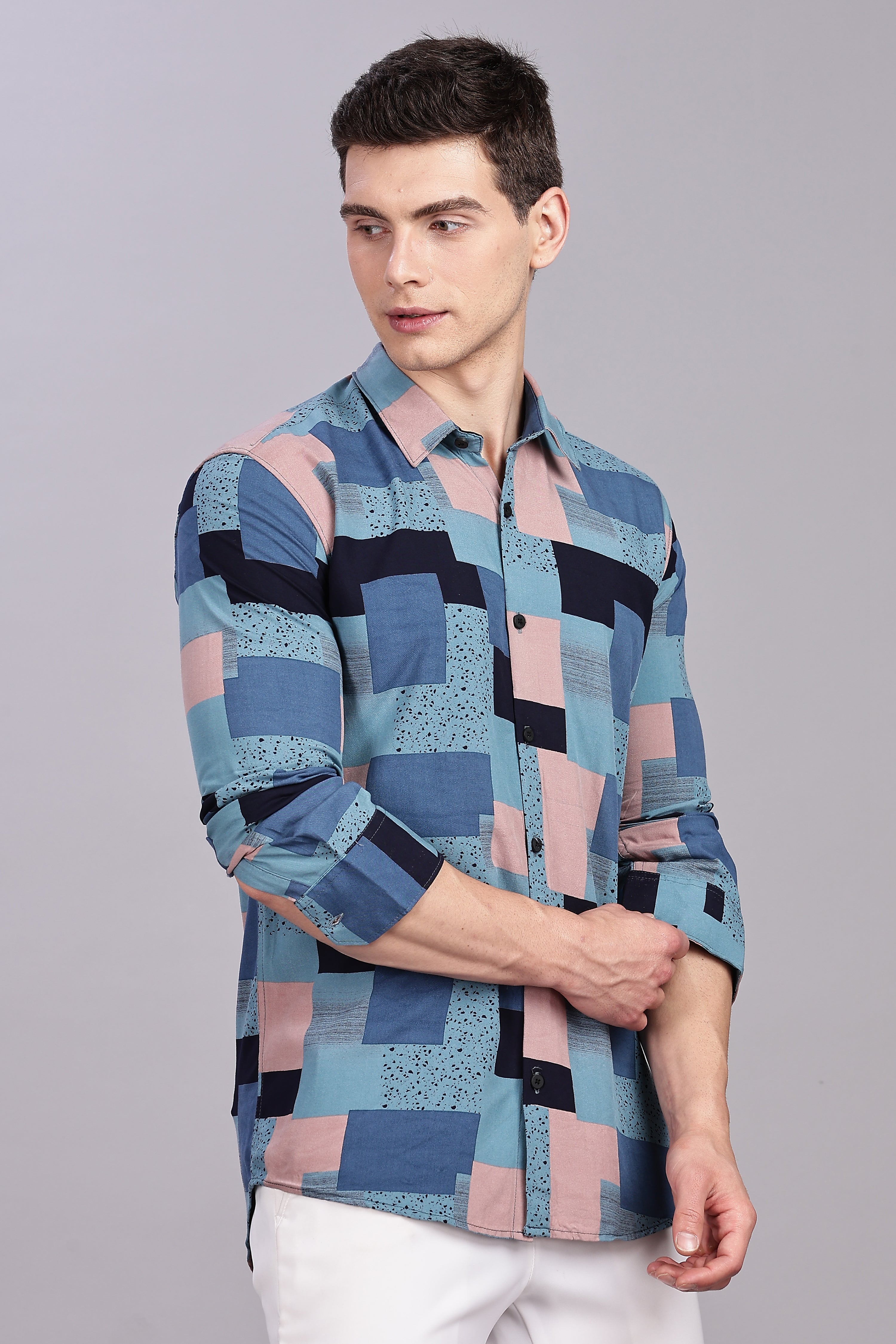 SMOKE ABSTRACT RAYON SHIRT [black]