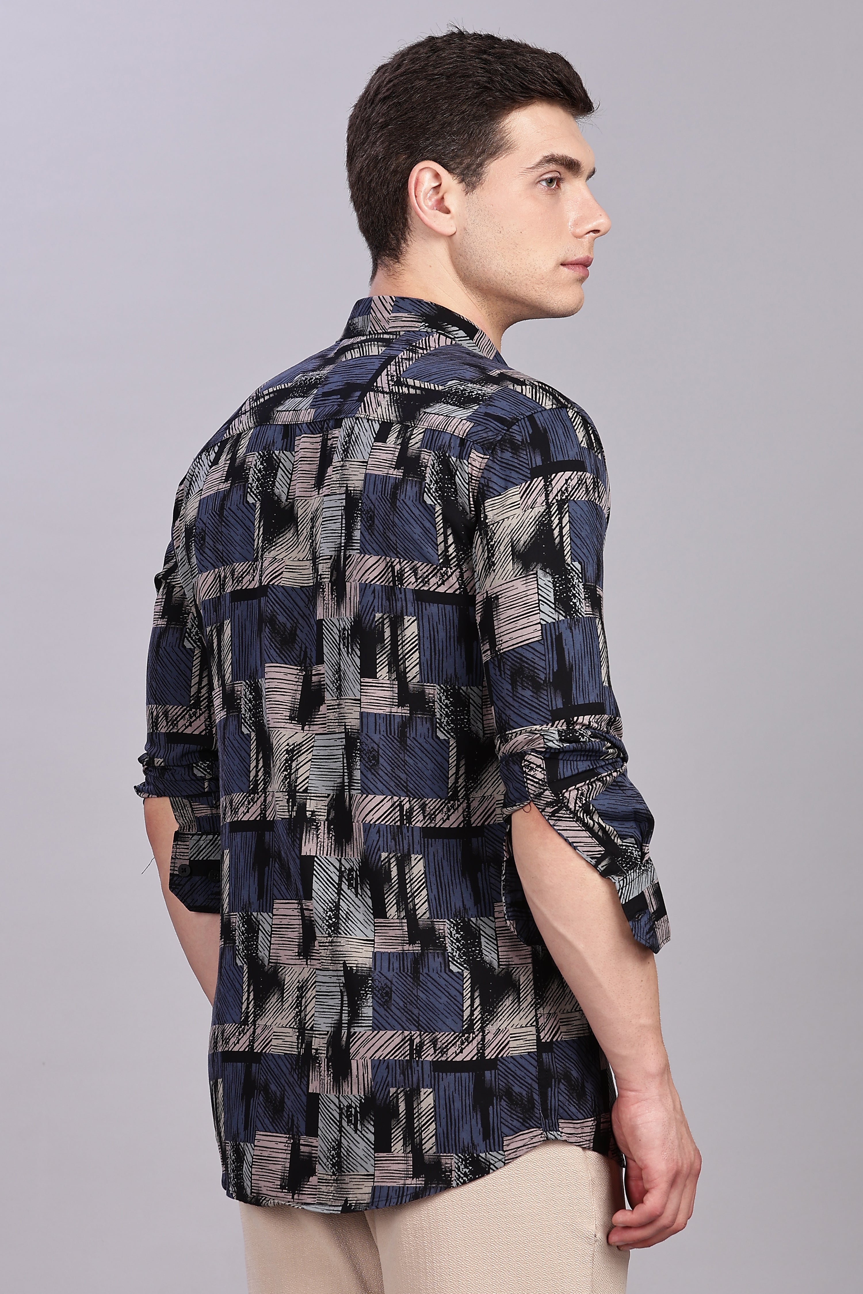 SMOKE ABSTRACT RAYON SHIRT [black]