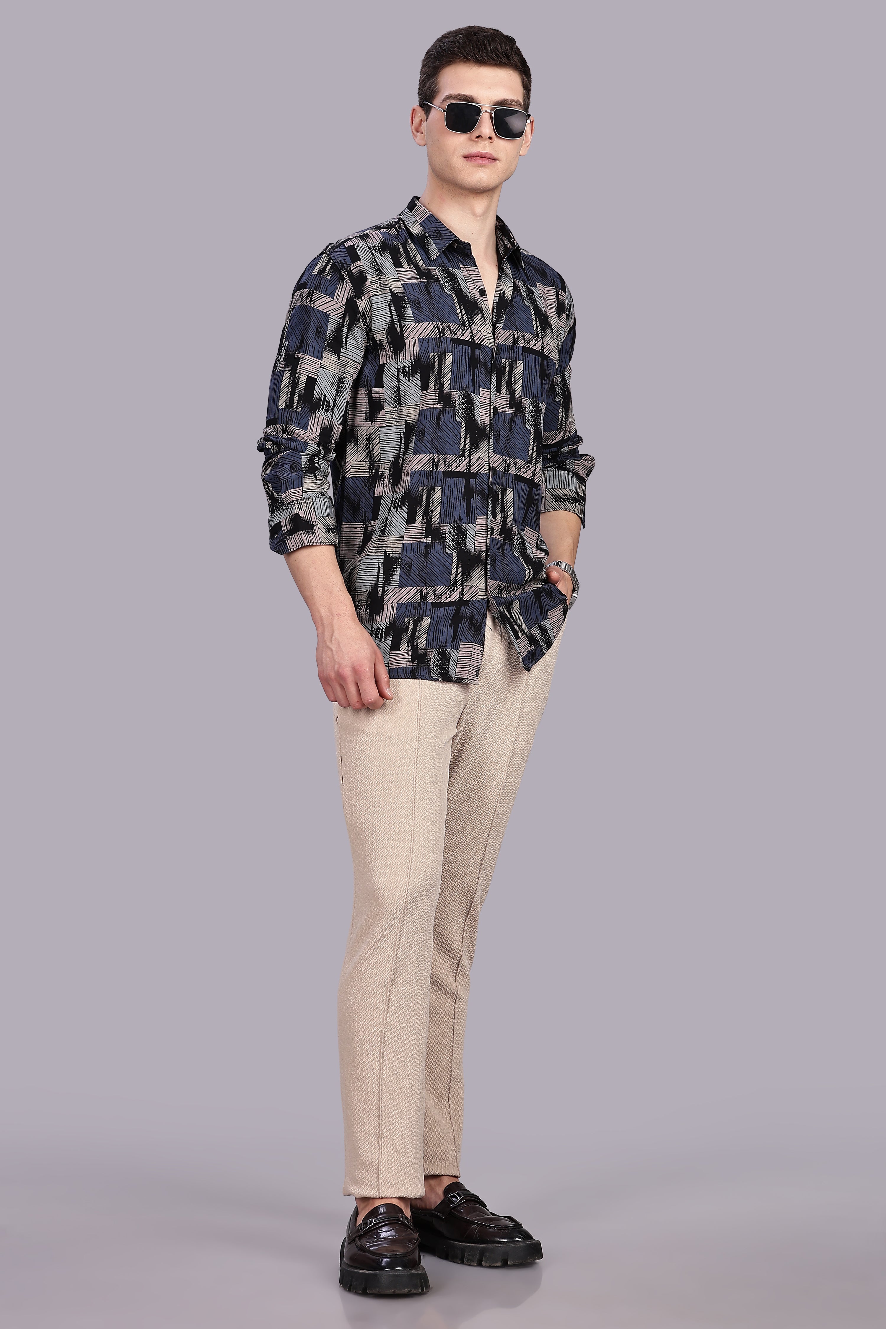 SMOKE ABSTRACT RAYON SHIRT [black]