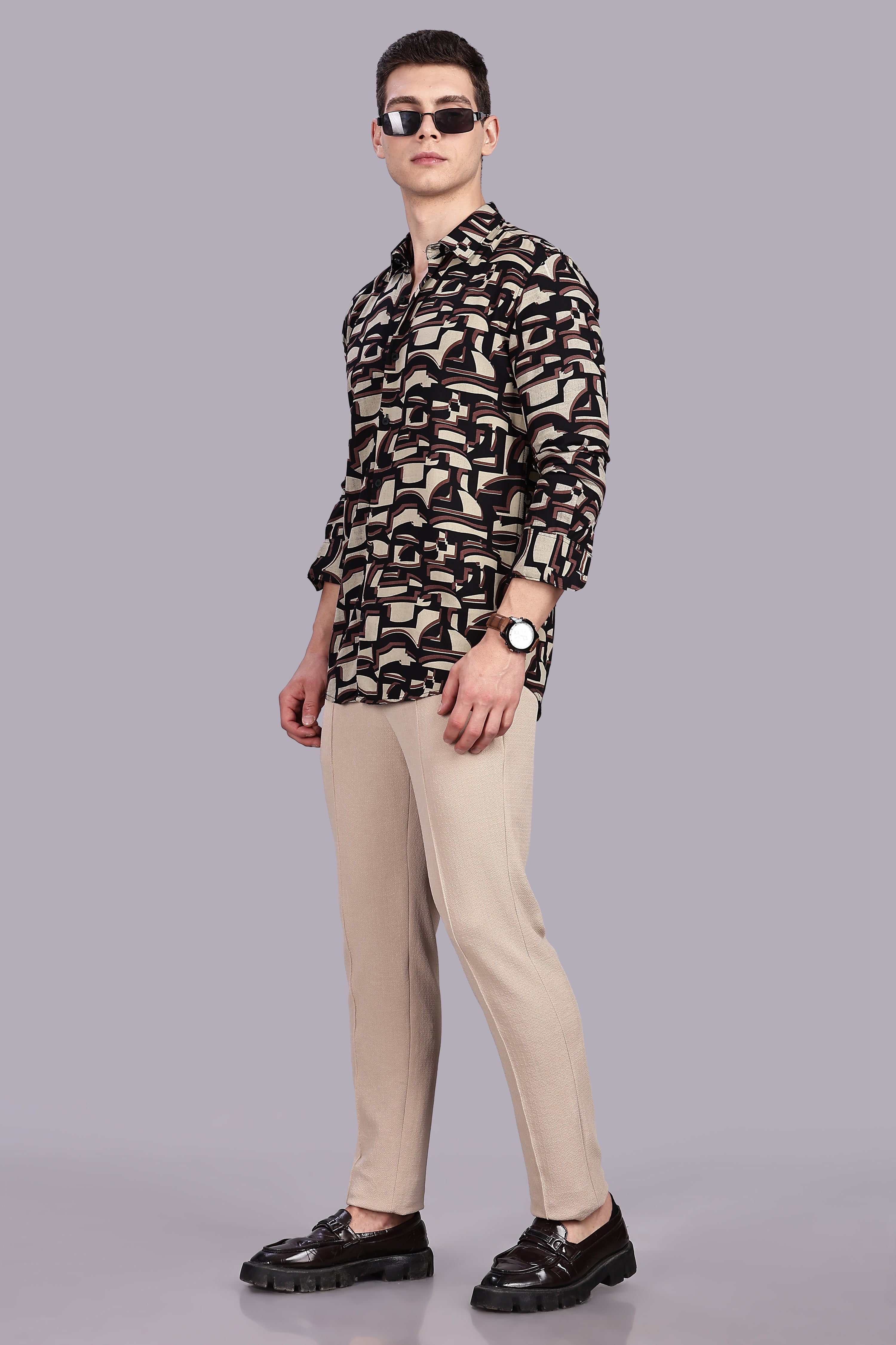 SMOKE ABSTRACT RAYON SHIRT [black]