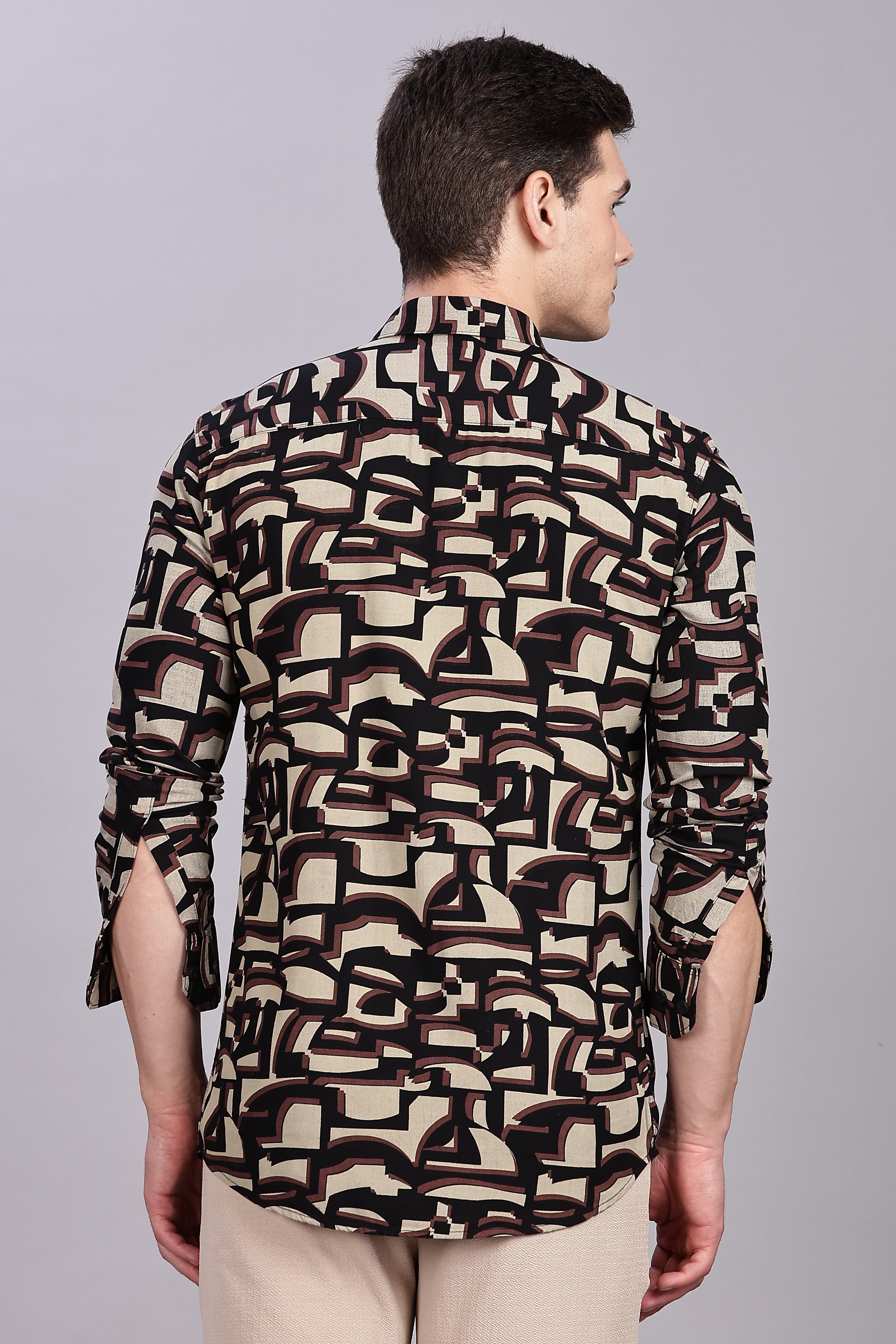 SMOKE ABSTRACT RAYON SHIRT [black]