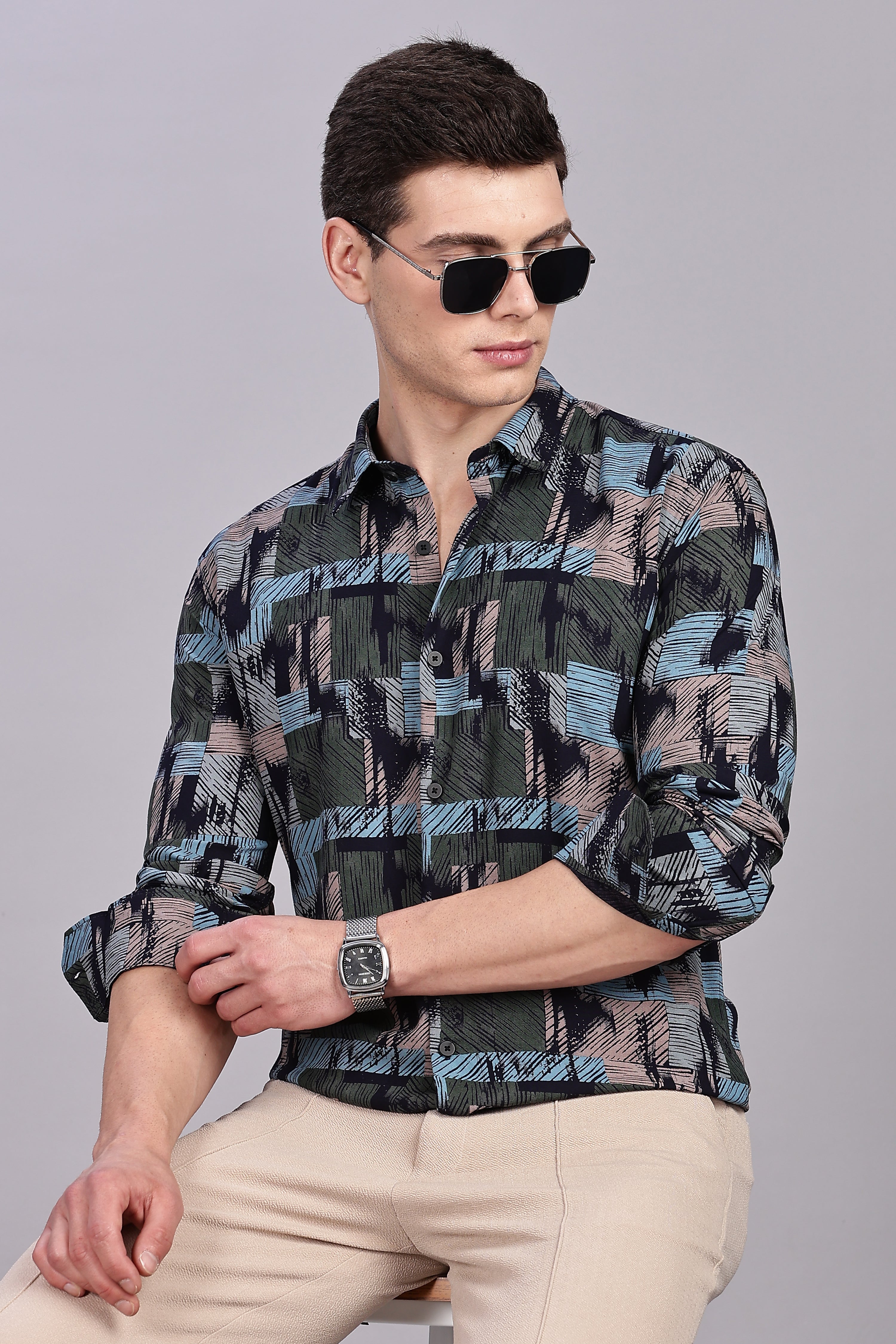 SMOKE ABSTRACT RAYON SHIRT [black]