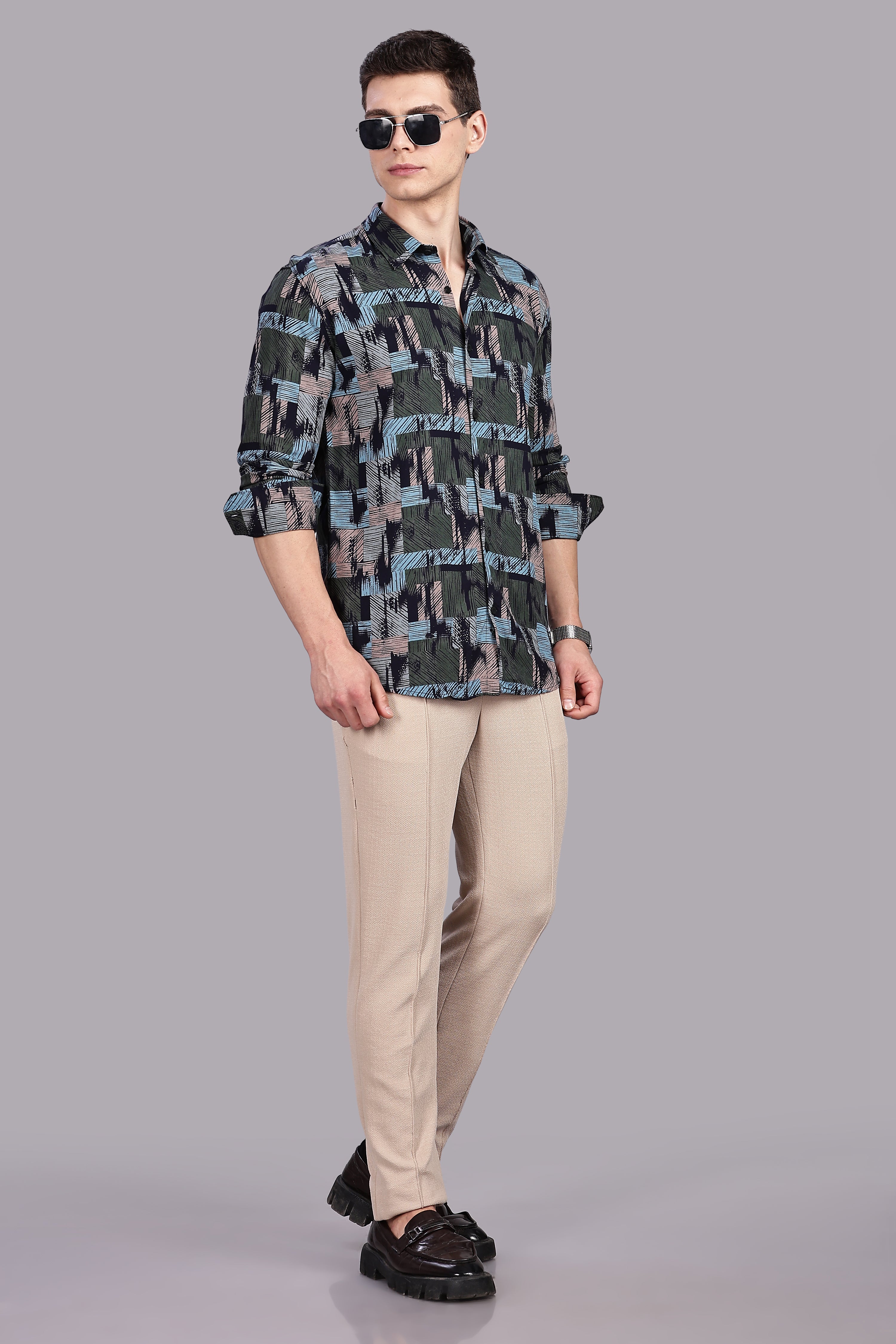 SMOKE ABSTRACT RAYON SHIRT [black]