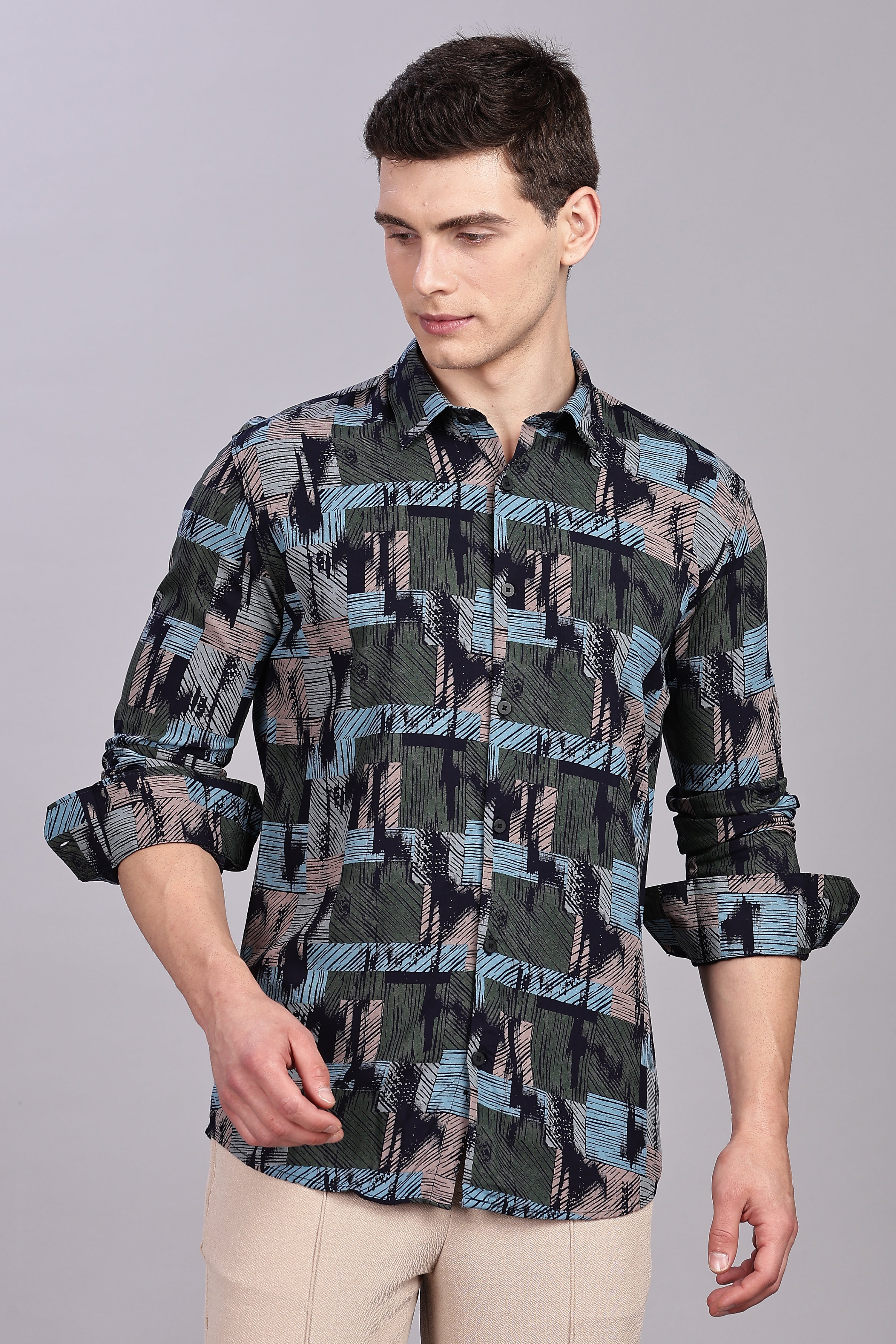 SMOKE ABSTRACT RAYON SHIRT [black]