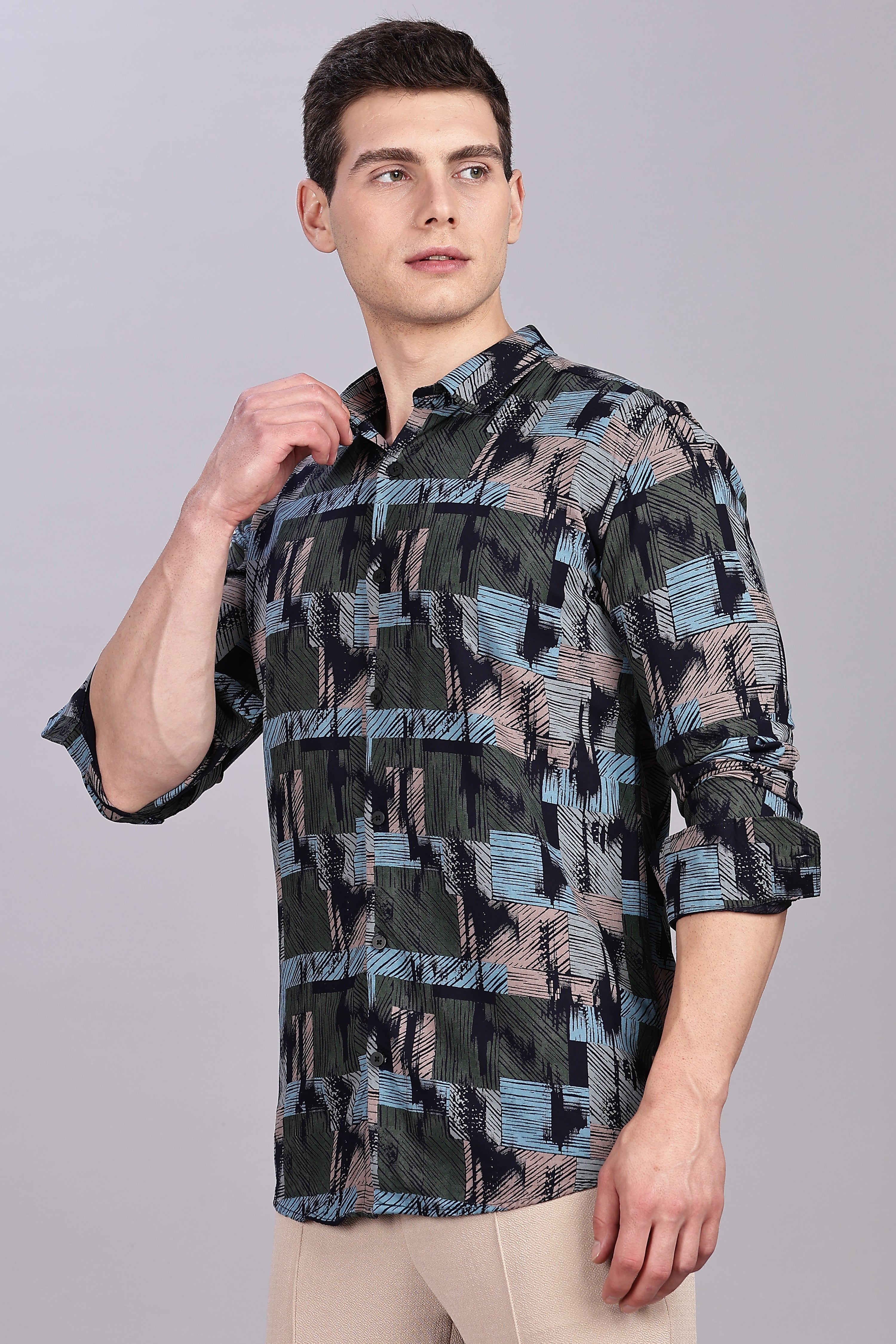 SMOKE ABSTRACT RAYON SHIRT [black]