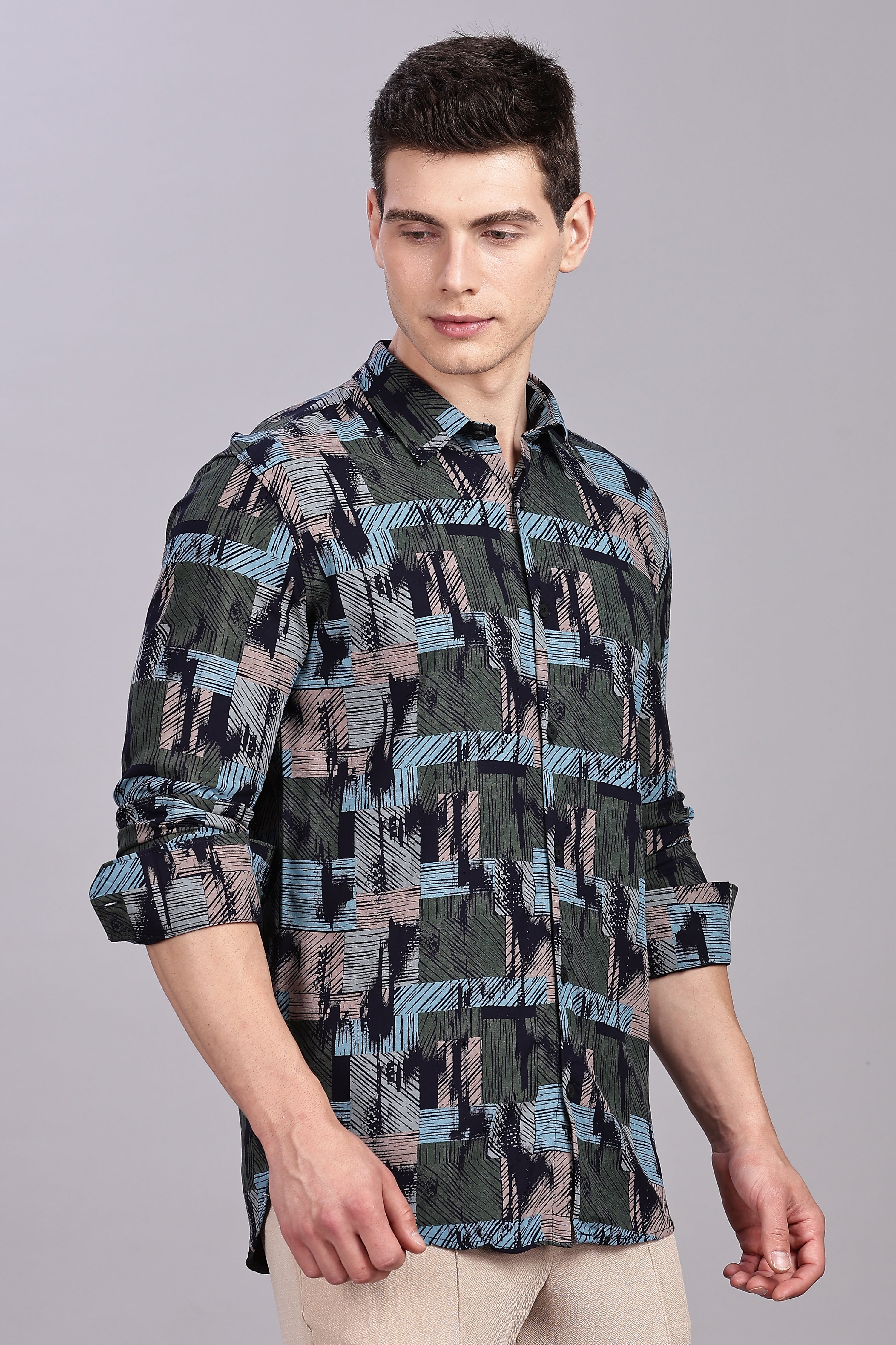 SMOKE ABSTRACT RAYON SHIRT [black]