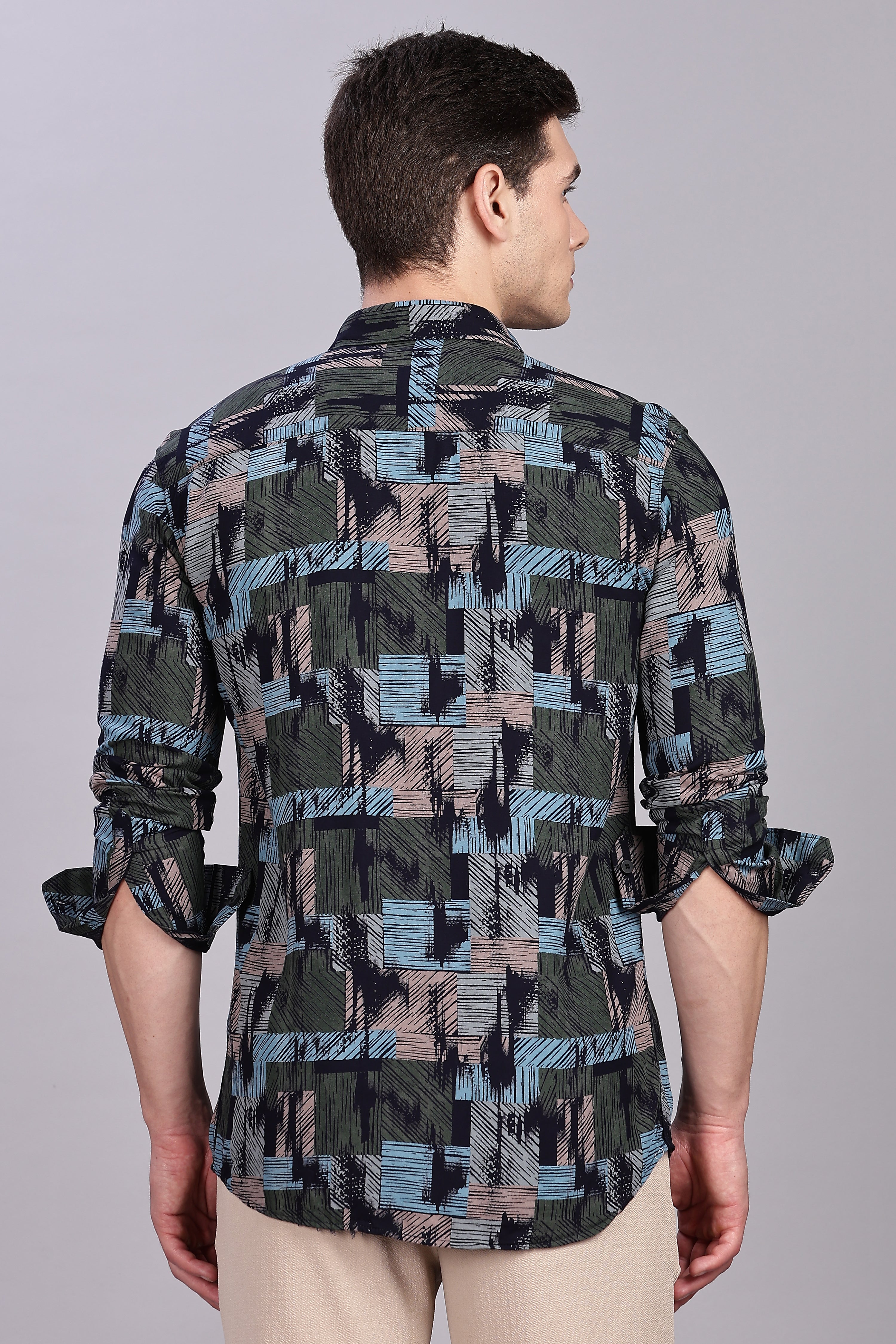 SMOKE ABSTRACT RAYON SHIRT [black]