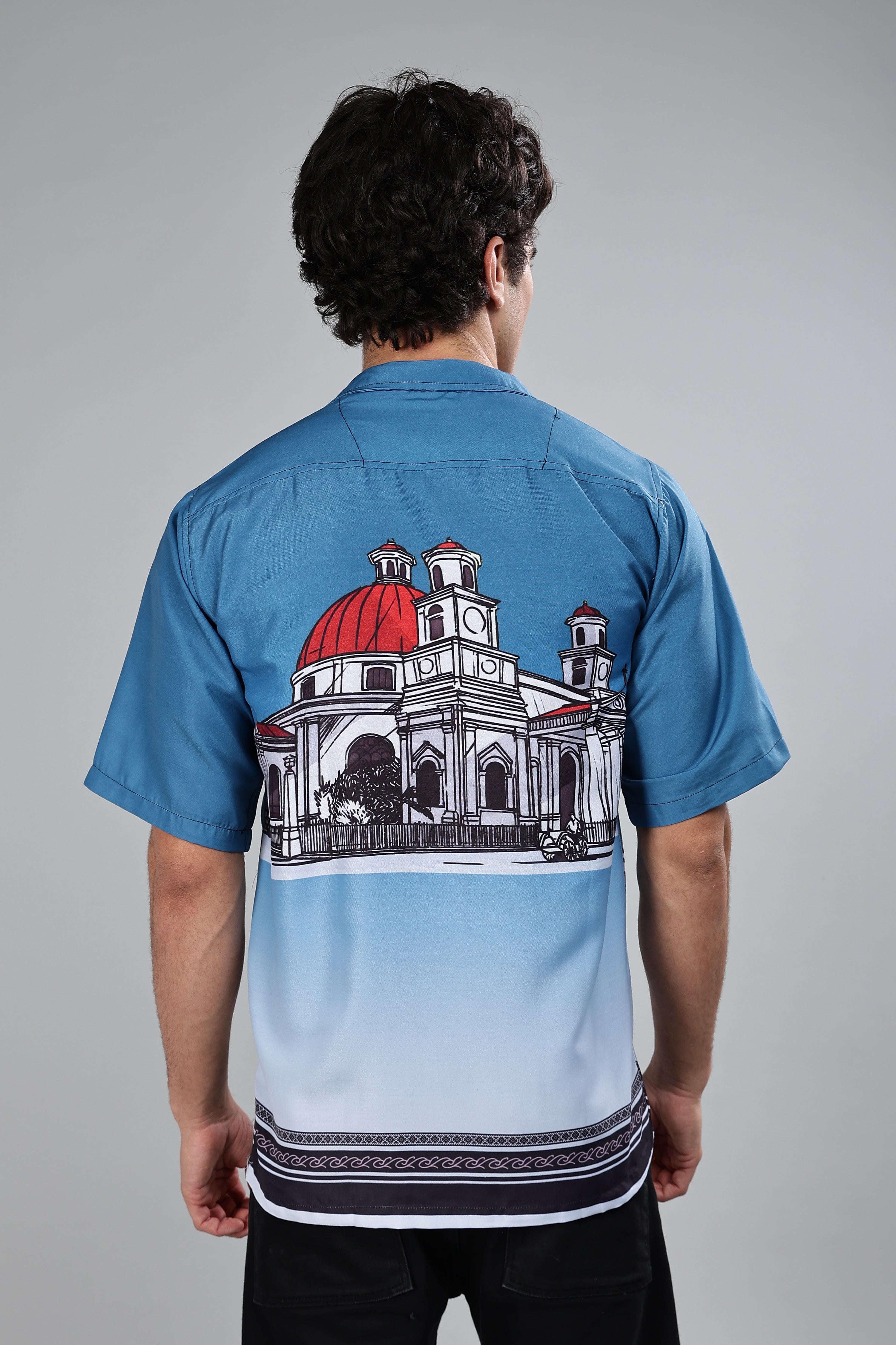 SMOKE LE PEAS STATUE DROP SHIRT [blue]