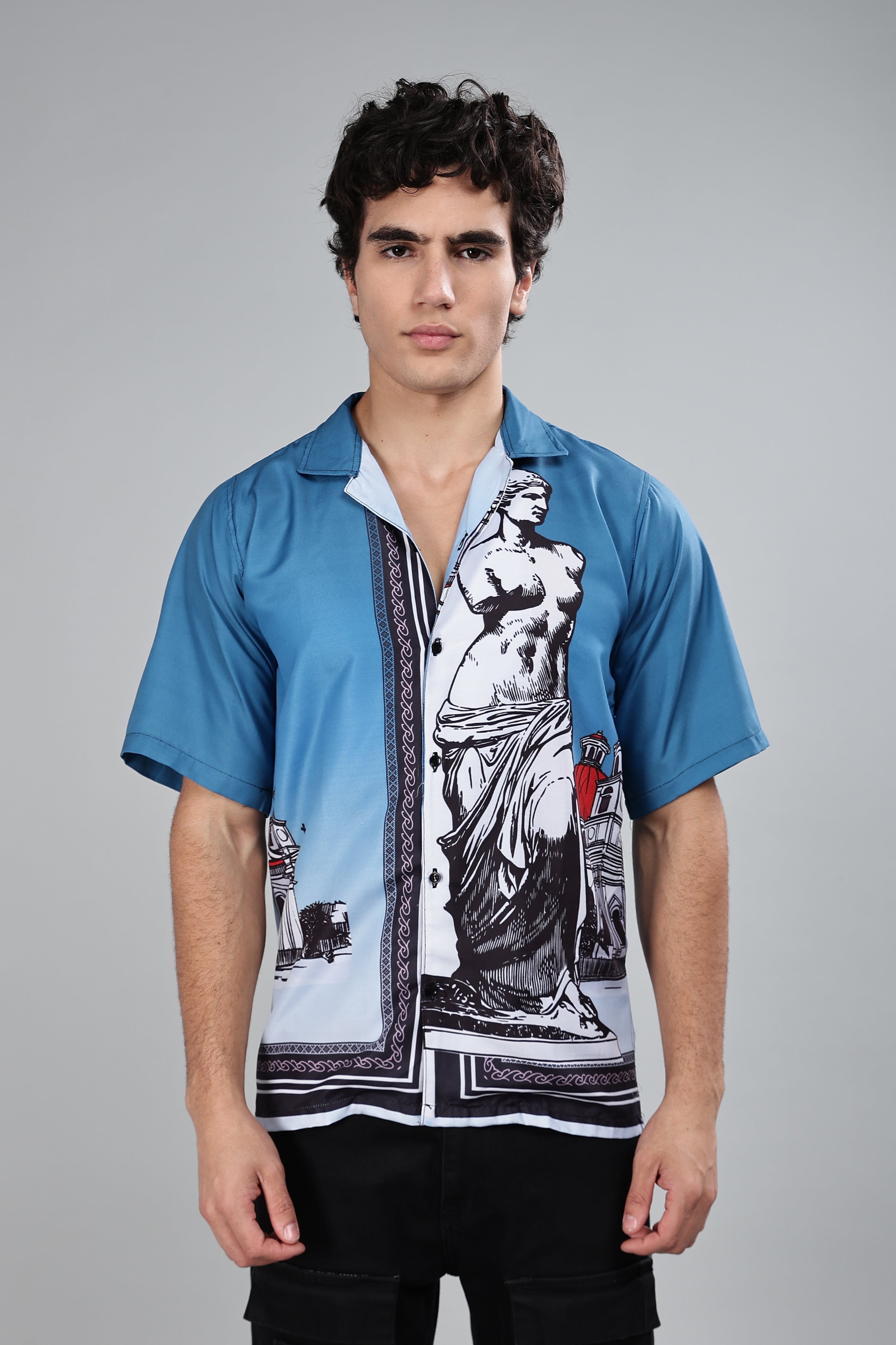 SMOKE LE PEAS STATUE DROP SHIRT [blue]