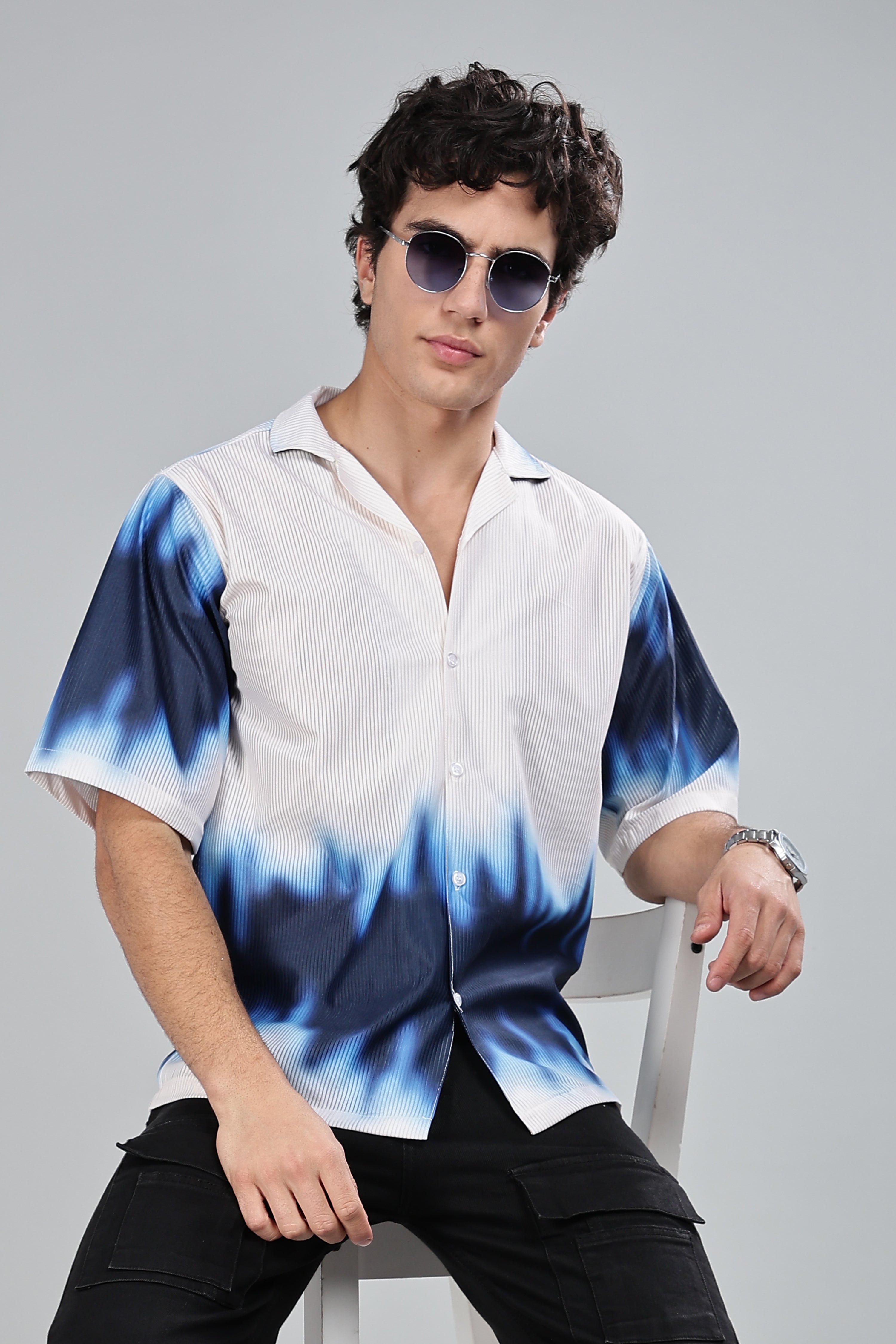 SMOKE TIE DIE DROP SHIRT [white]