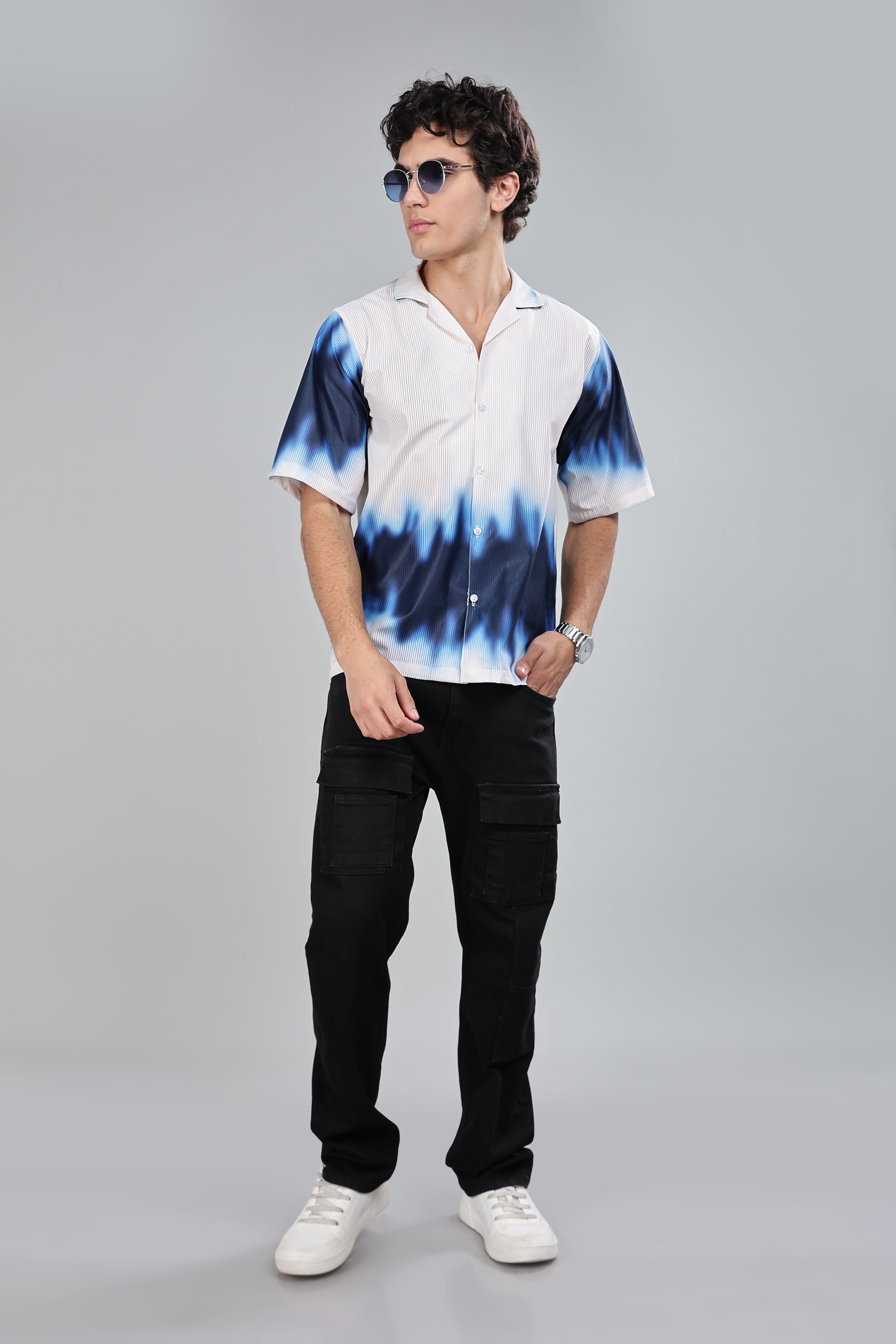 SMOKE TIE DIE DROP SHIRT [white]