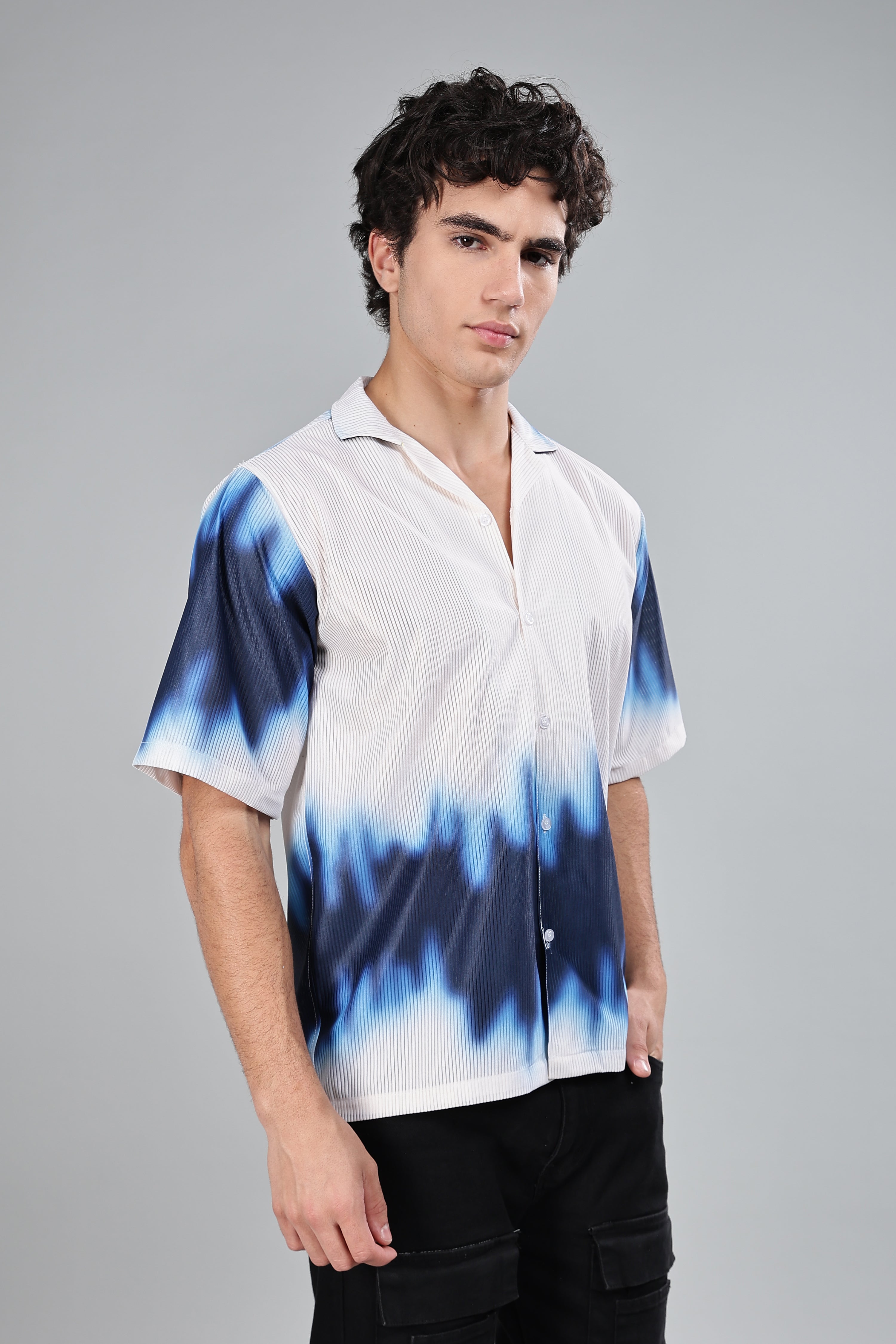 SMOKE TIE DIE DROP SHIRT [white]