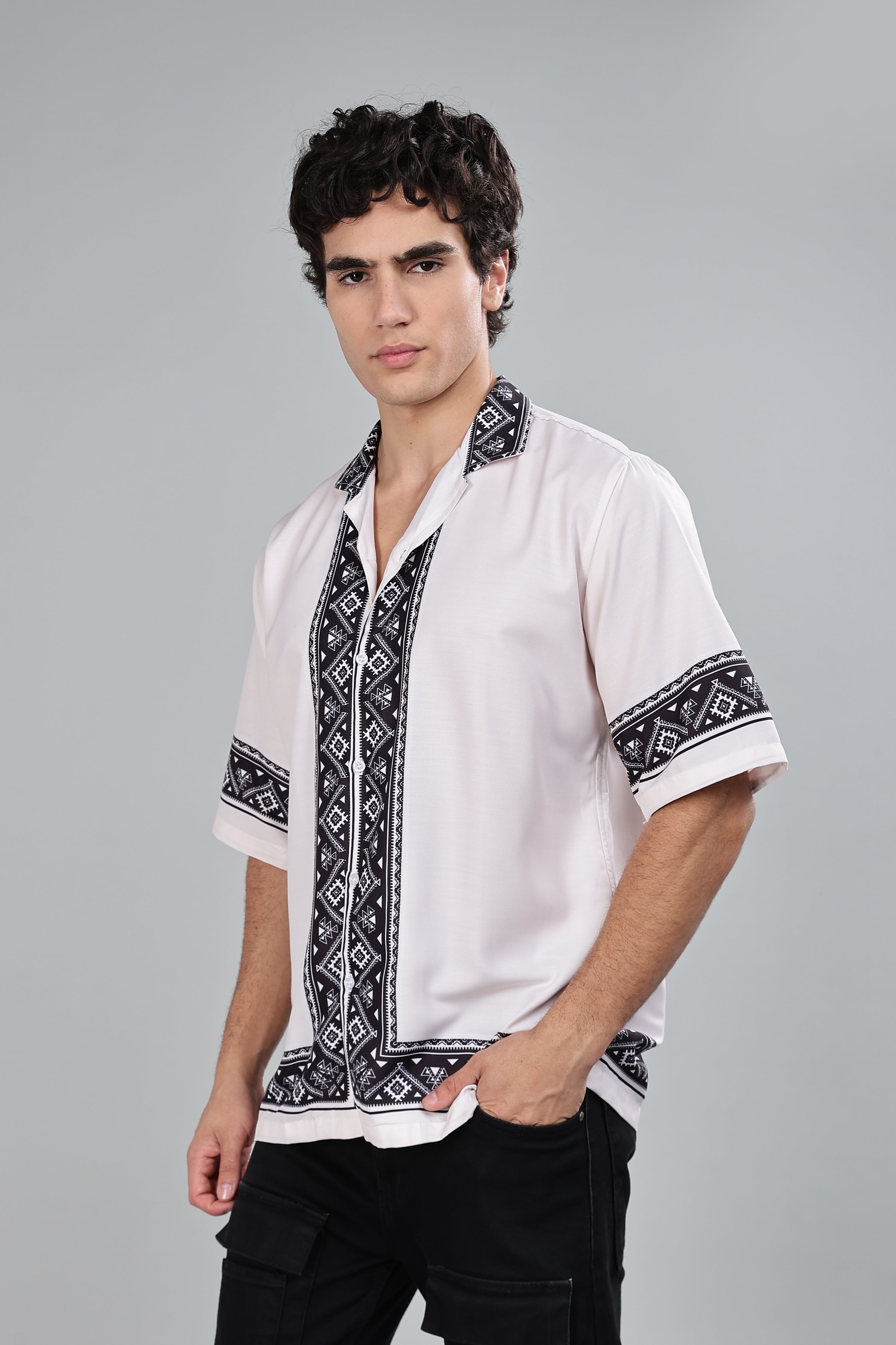 SMOKE BOHEMIAN DROP SHIRT [white]