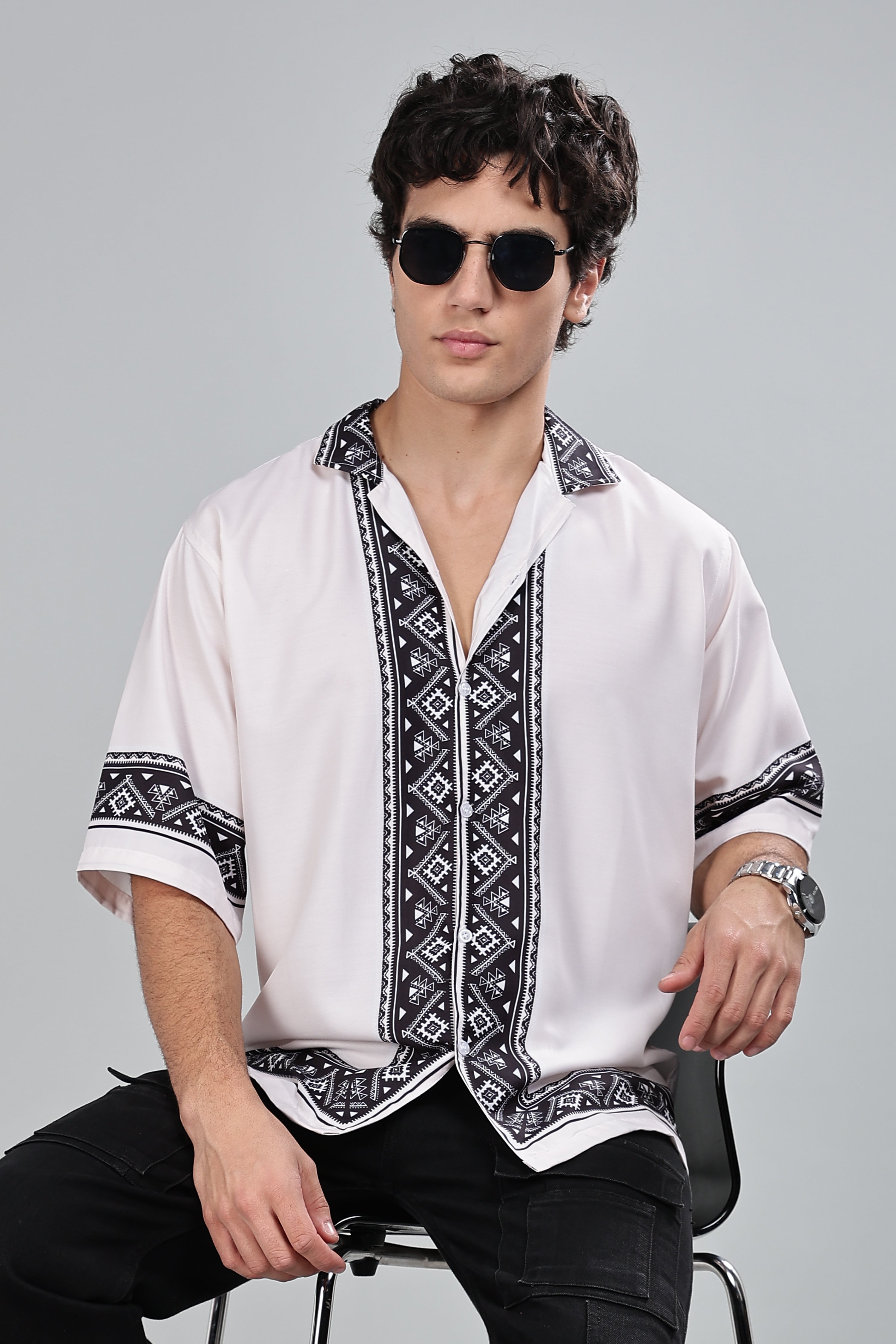 SMOKE BOHEMIAN DROP SHIRT [white]