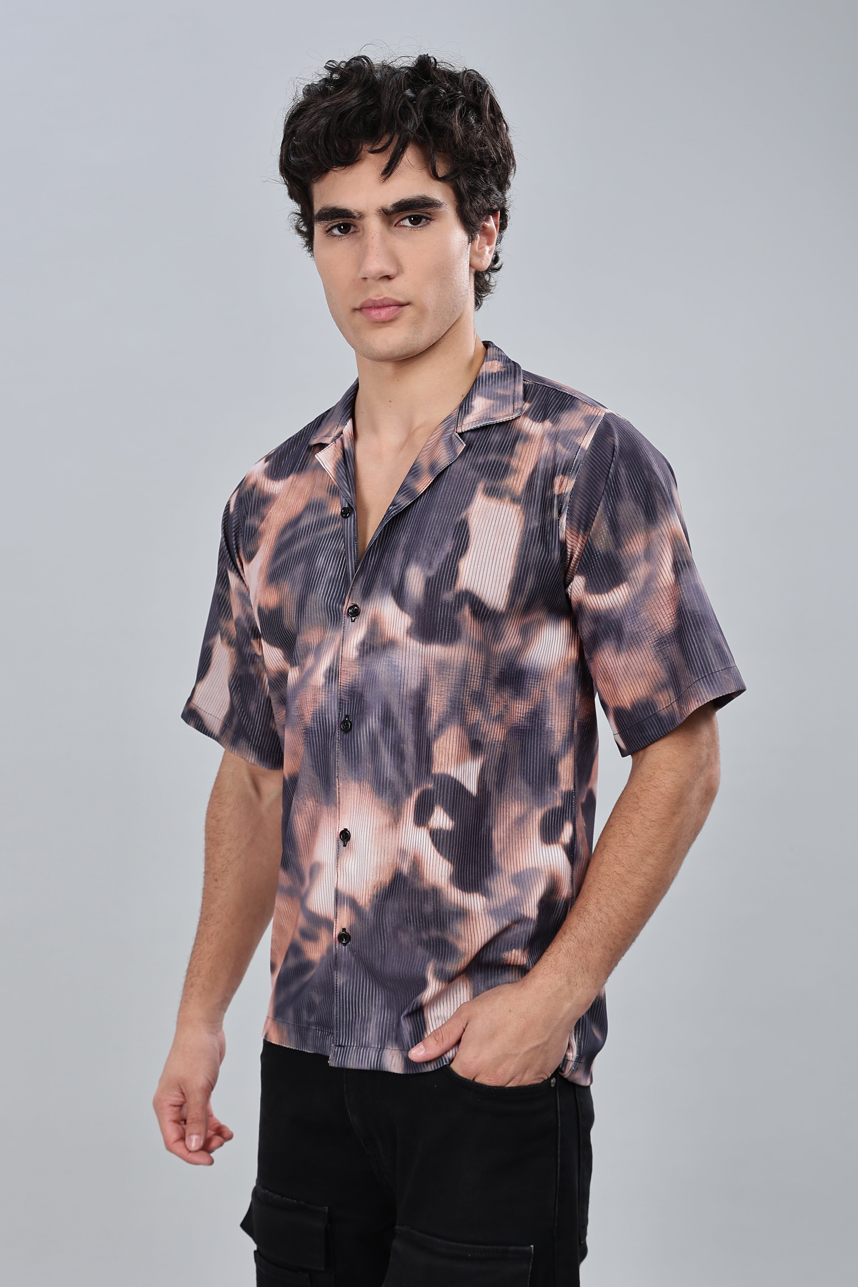 SMOKE TIE DIE DROP SHIRT [brown]