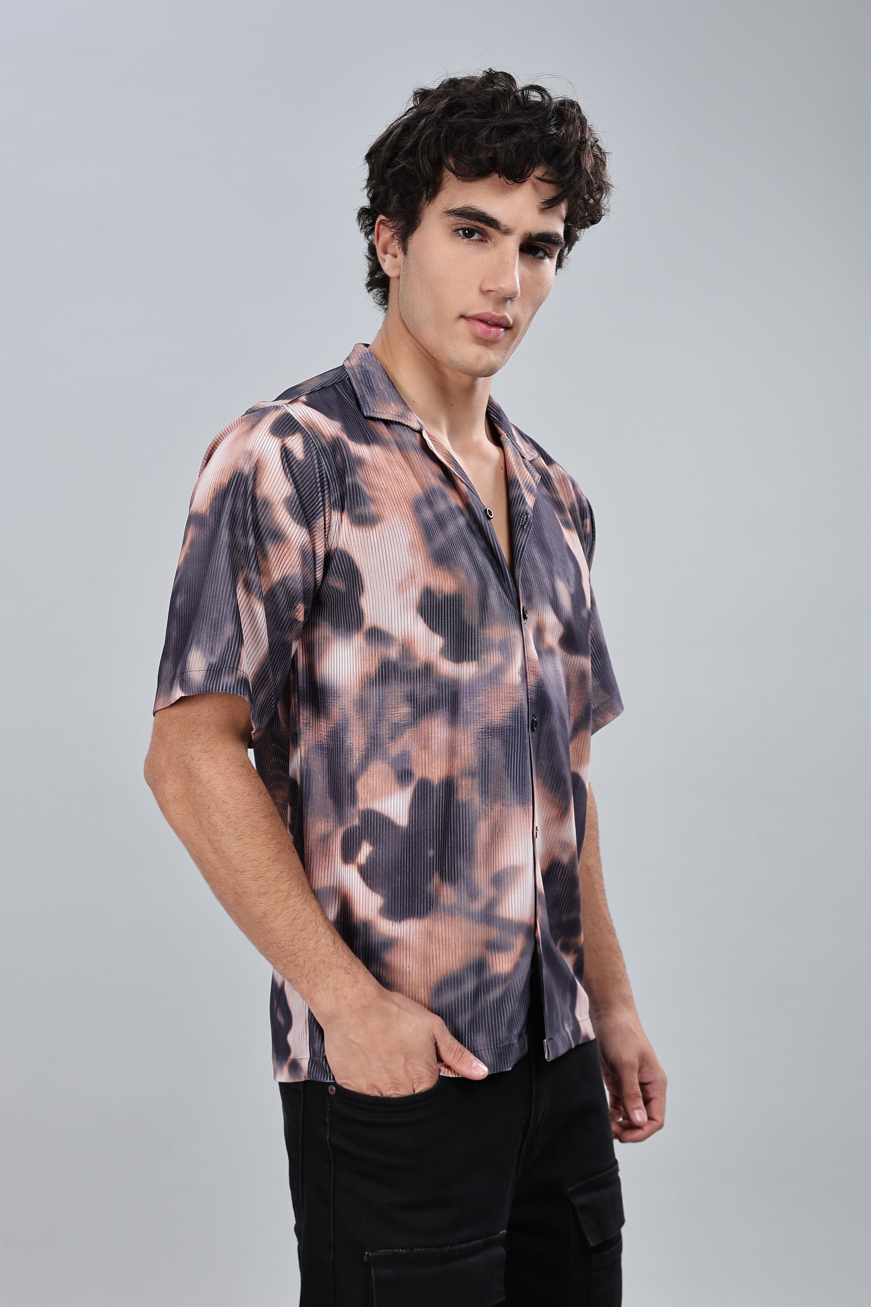 SMOKE TIE DIE DROP SHIRT [brown]