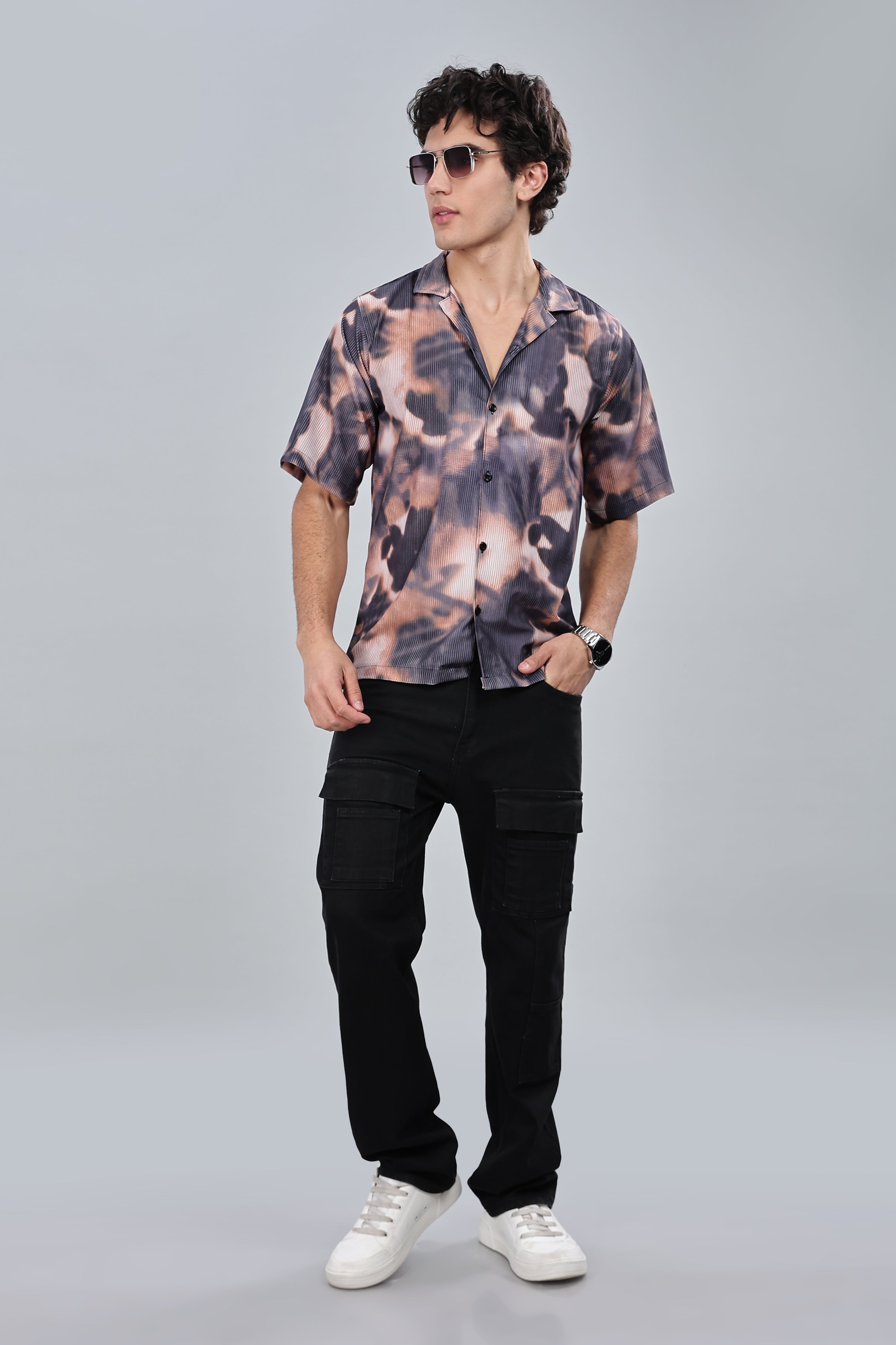 SMOKE TIE DIE DROP SHIRT [brown]