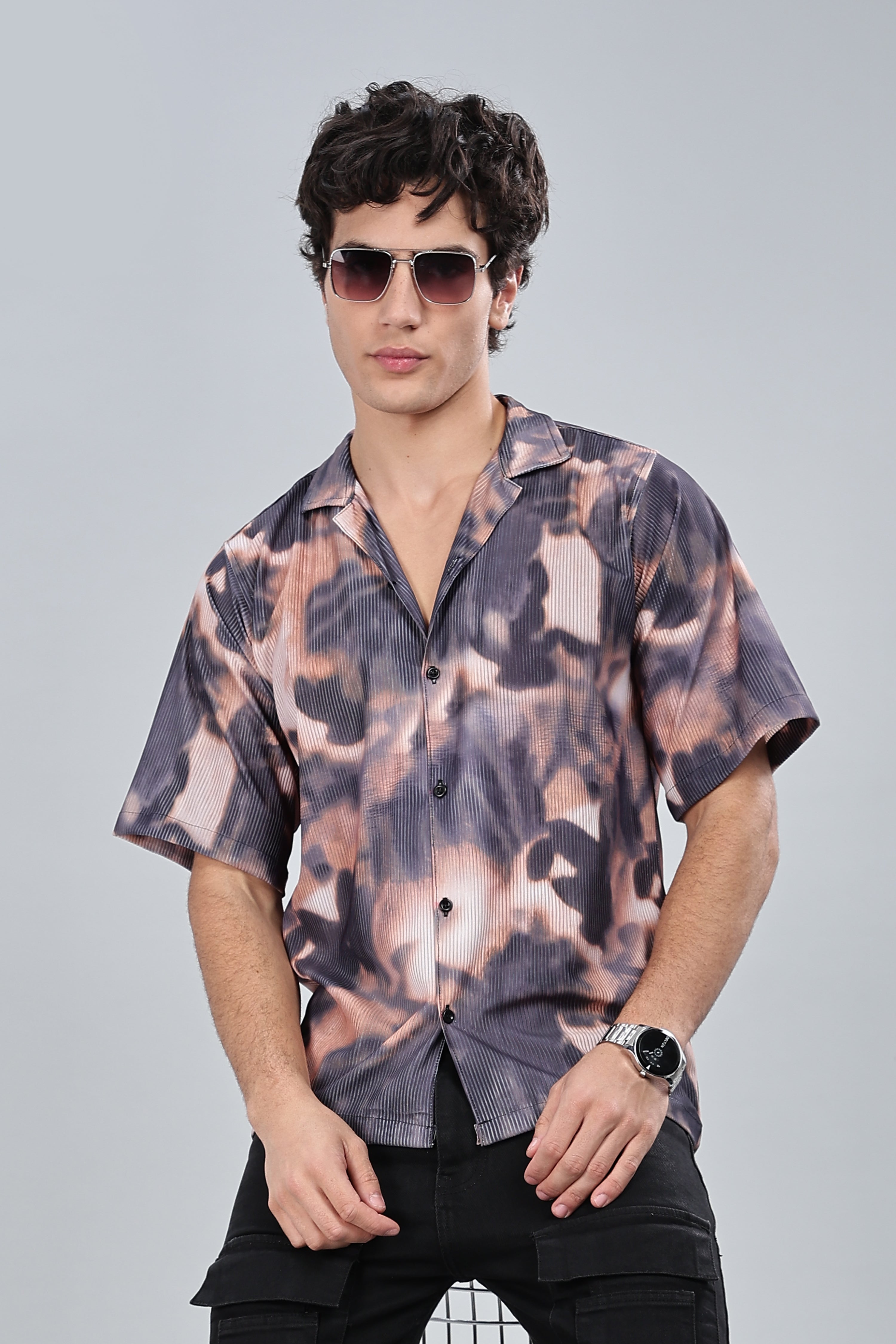 SMOKE TIE DIE DROP SHIRT [brown]
