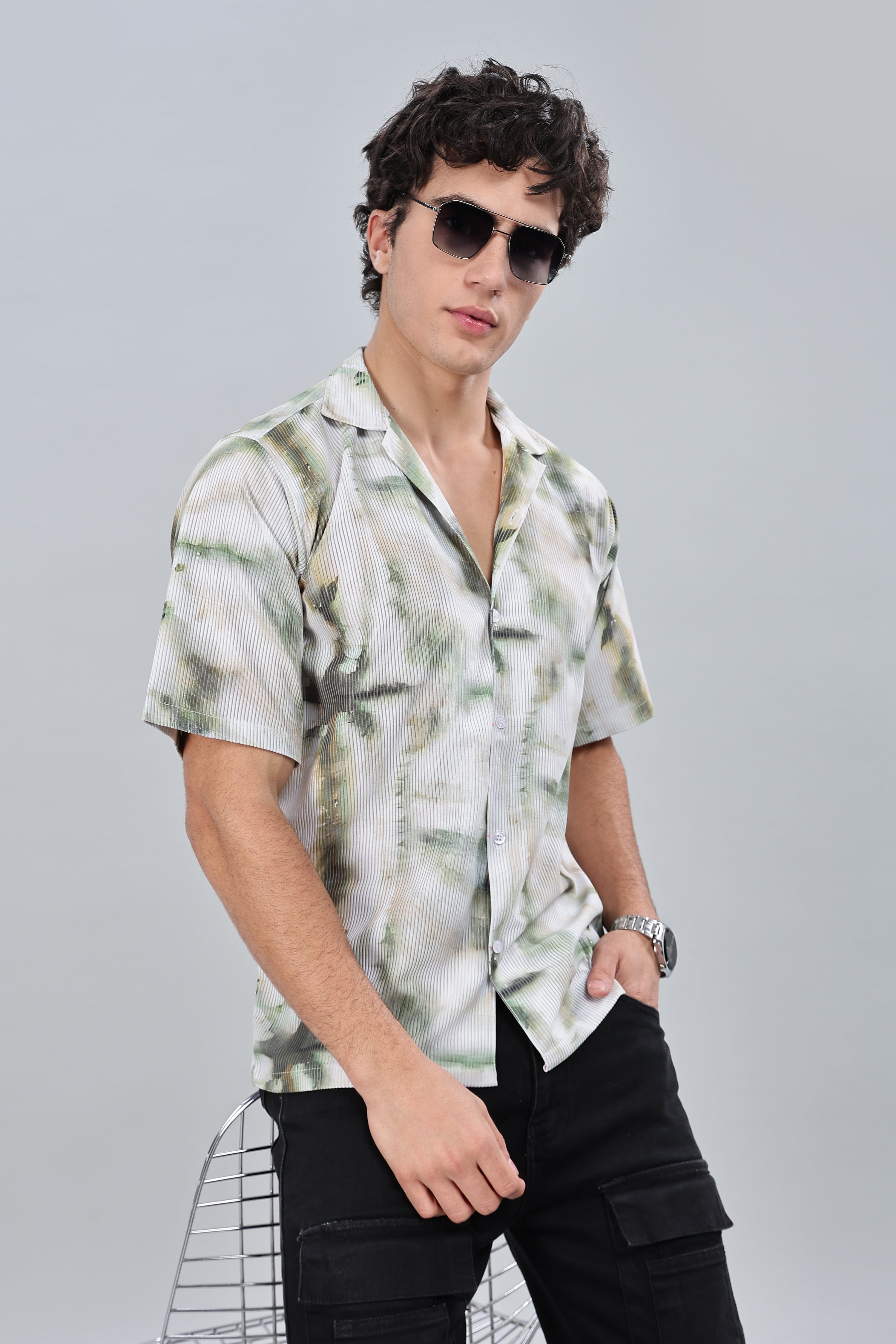 SMOKE TIE DIE DROP SHIRT  [white]