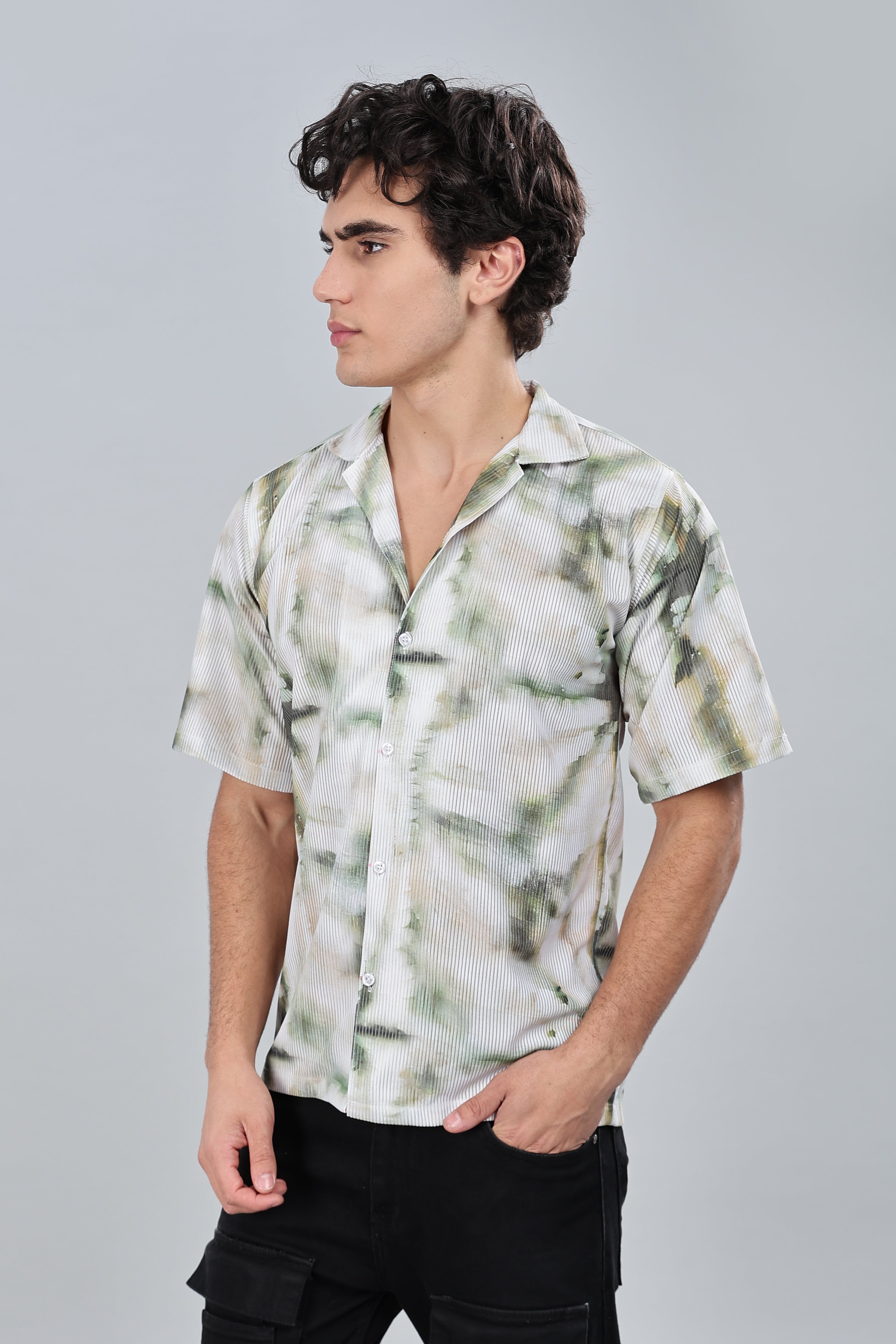 SMOKE TIE DIE DROP SHIRT  [white]