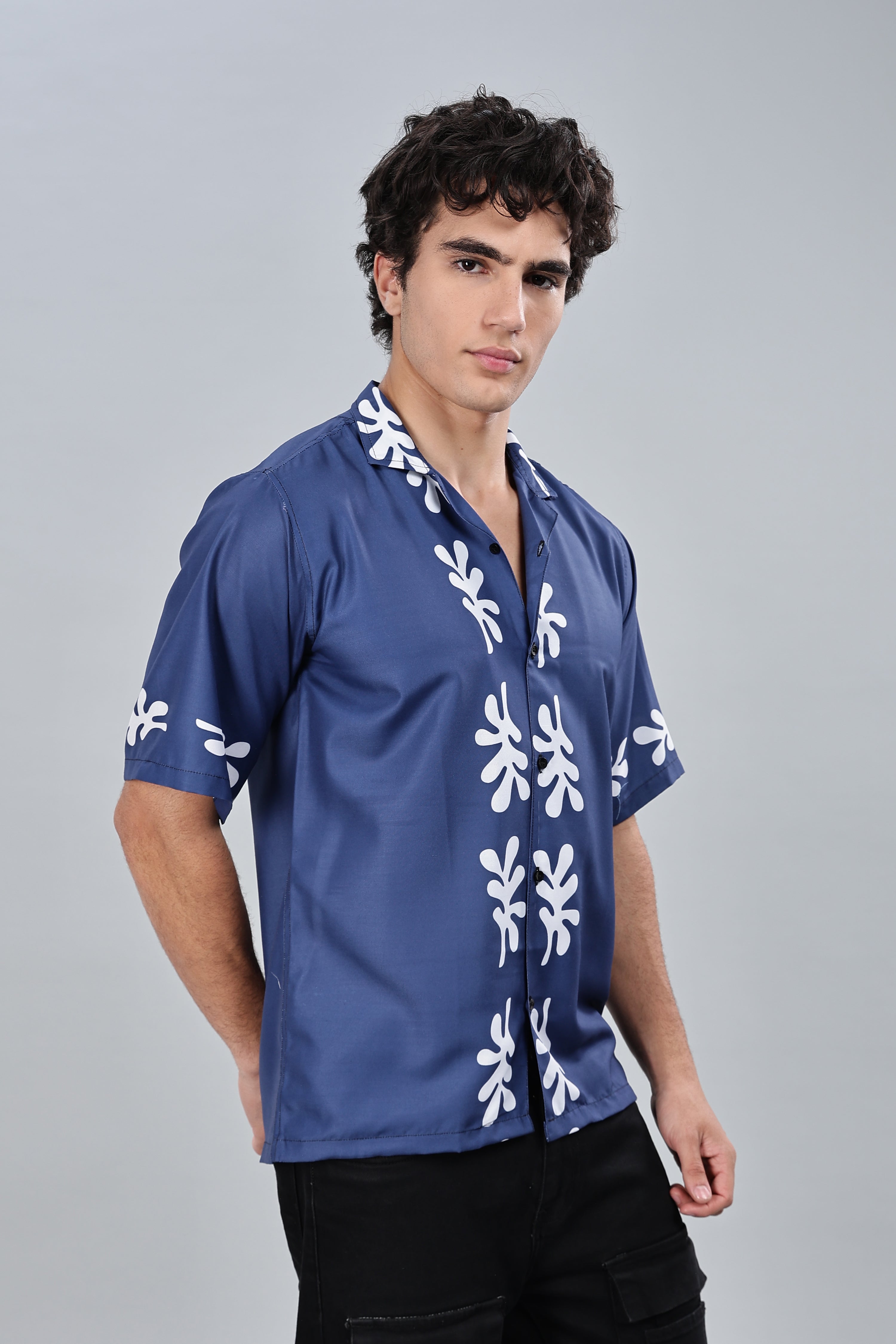 SMOKE FLORAL DROP SHIRT [blue]