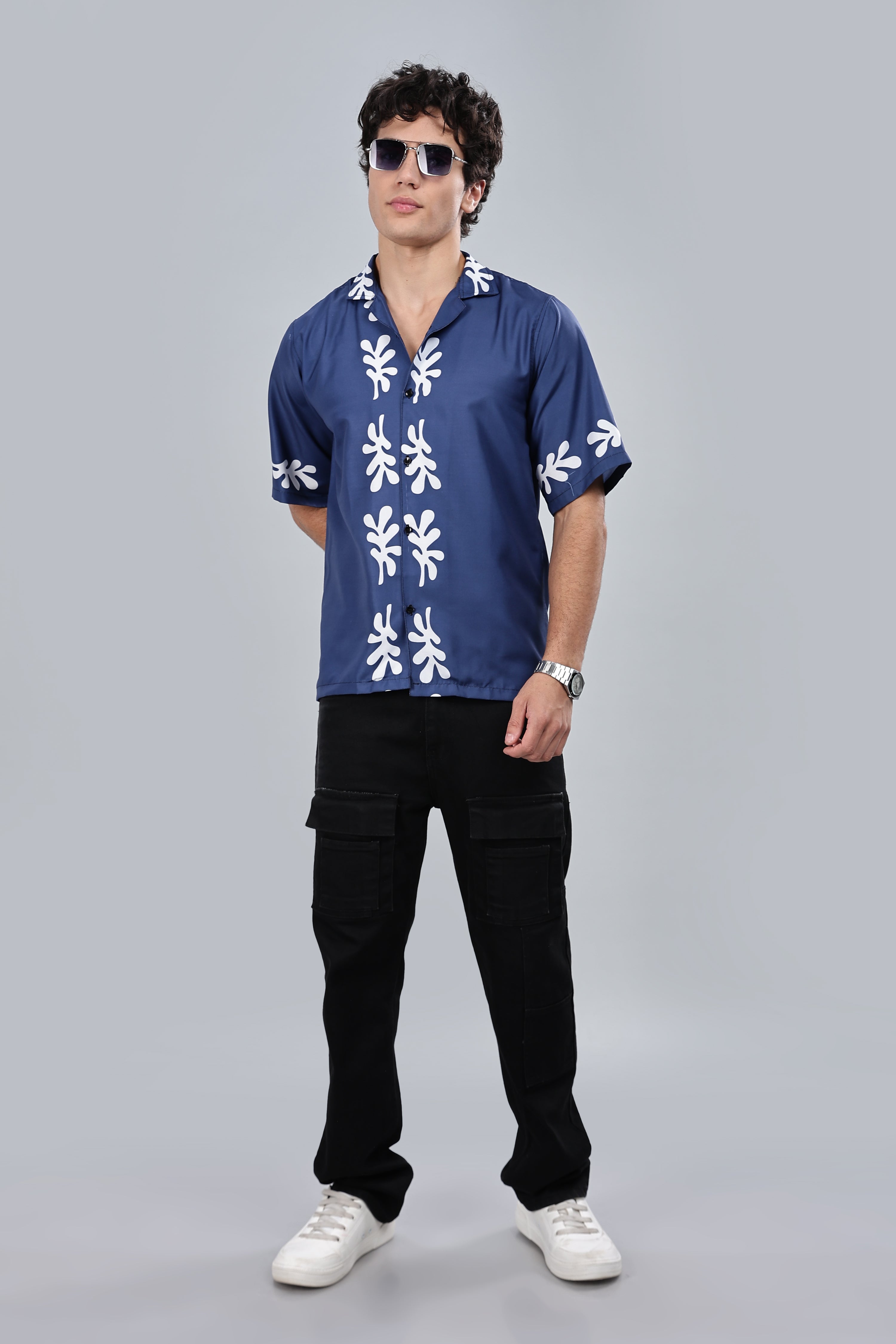 SMOKE FLORAL DROP SHIRT [blue]