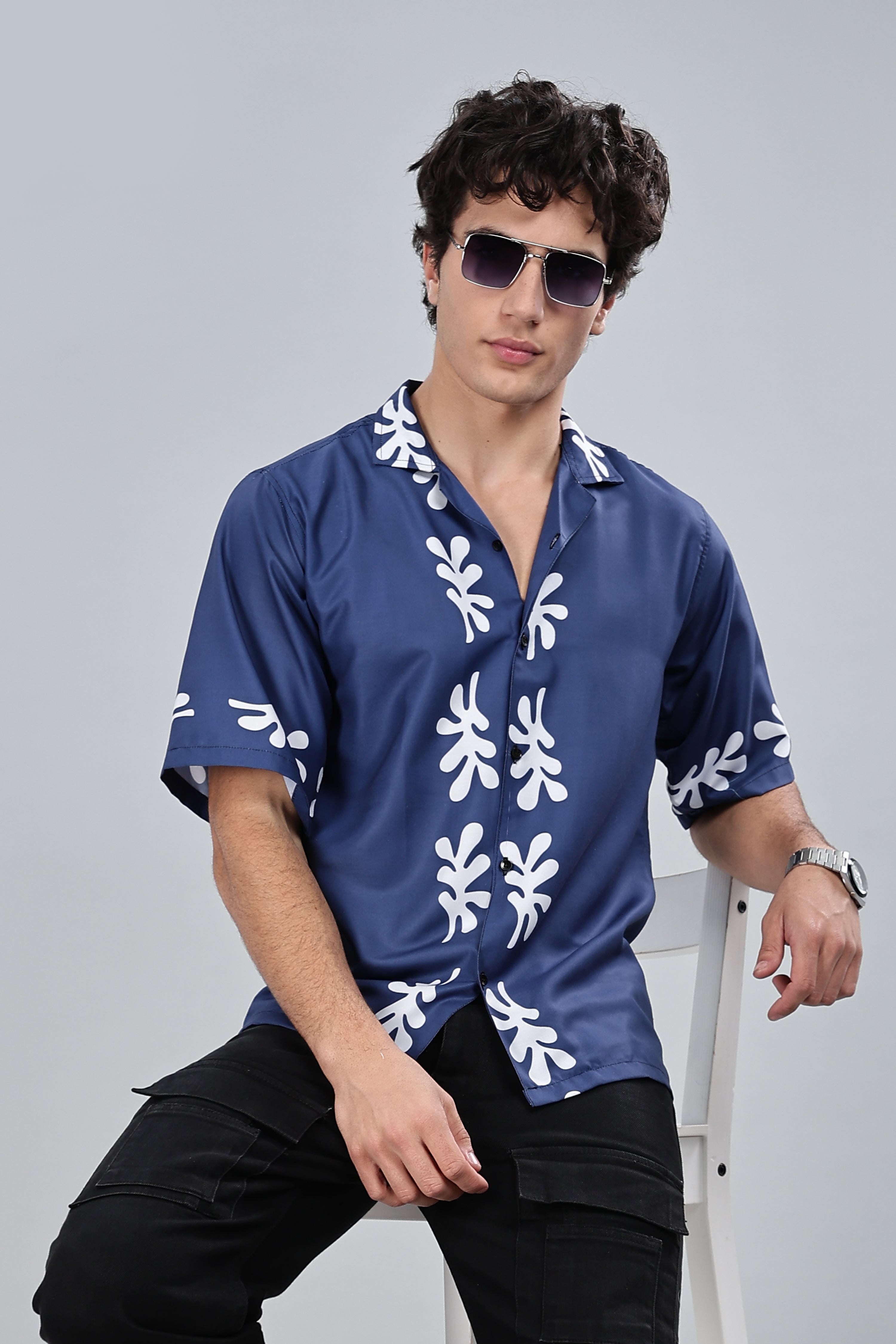 SMOKE FLORAL DROP SHIRT [blue]