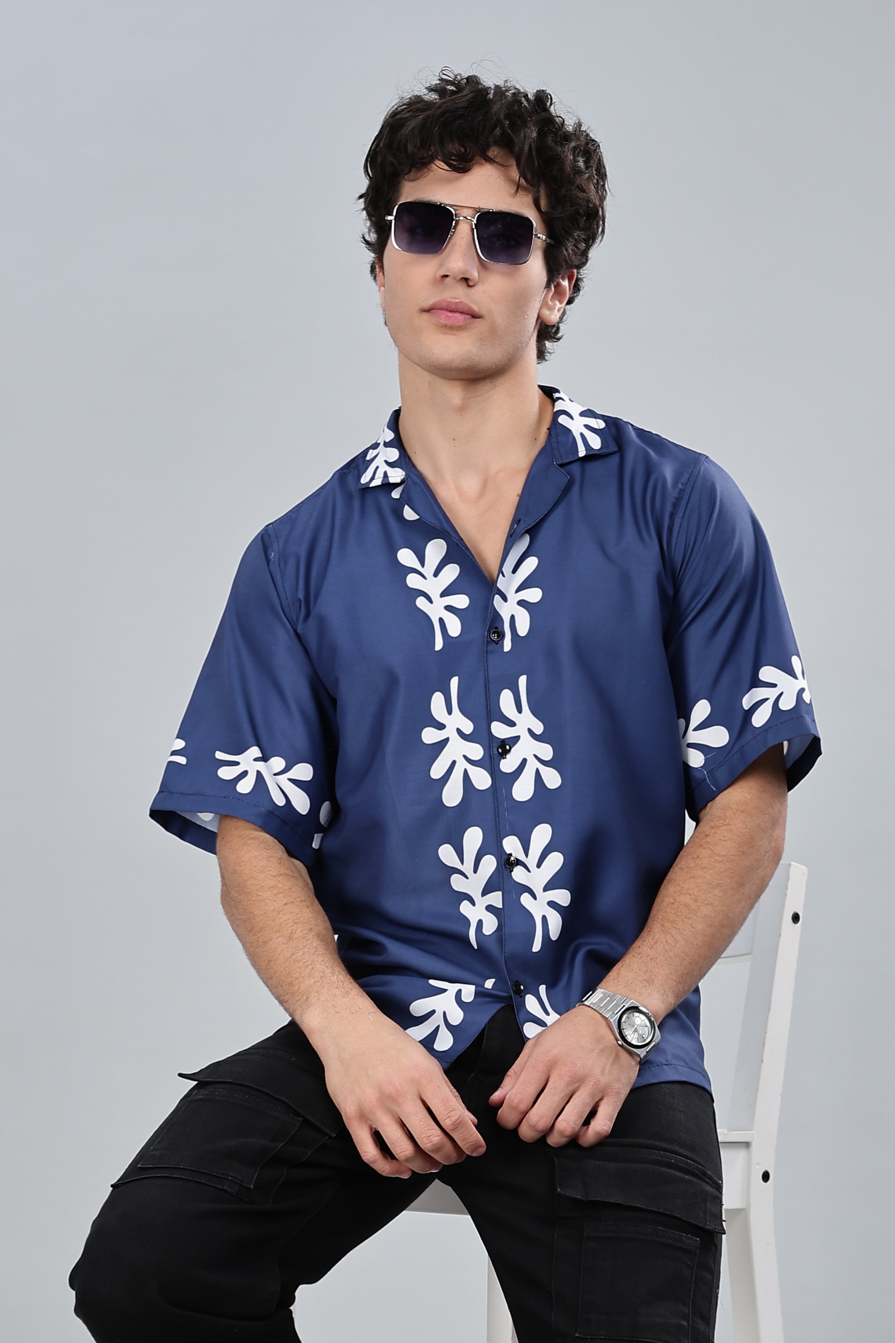 SMOKE FLORAL DROP SHIRT [blue]