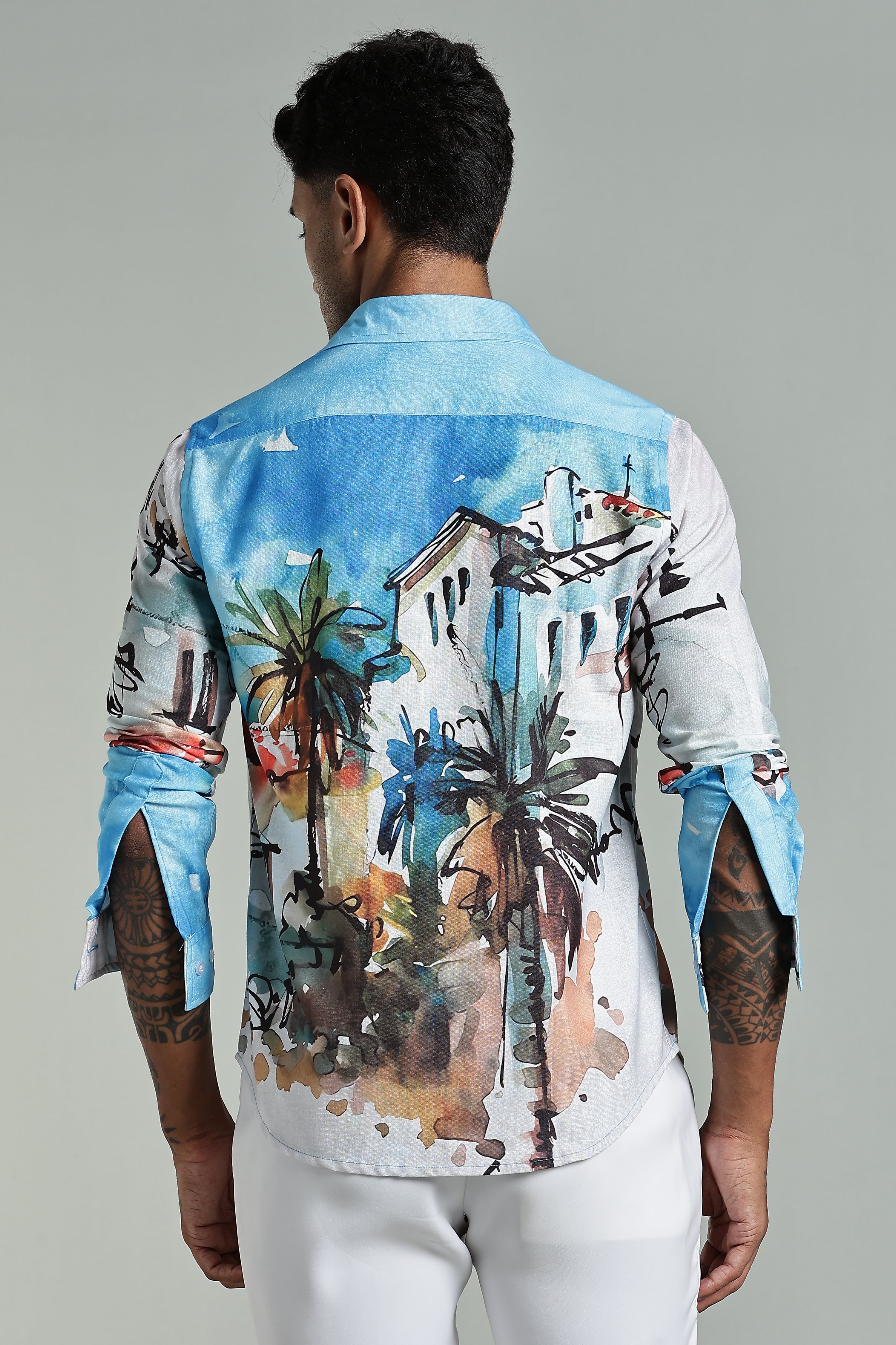 SMOKE GREEK STYLE LINEN SHIRT