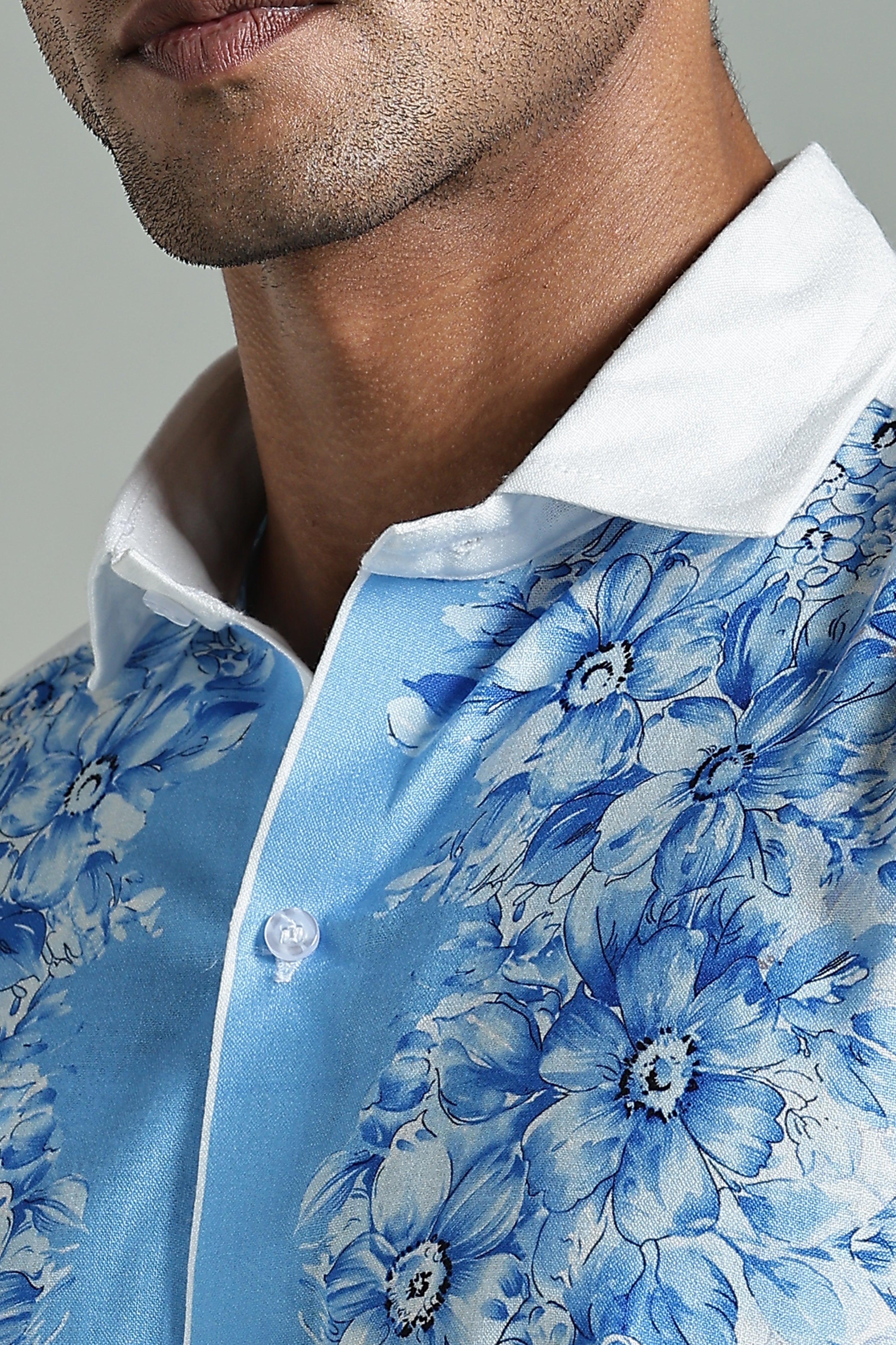 SMOKE FLORAL LINEN SHIRT [white]