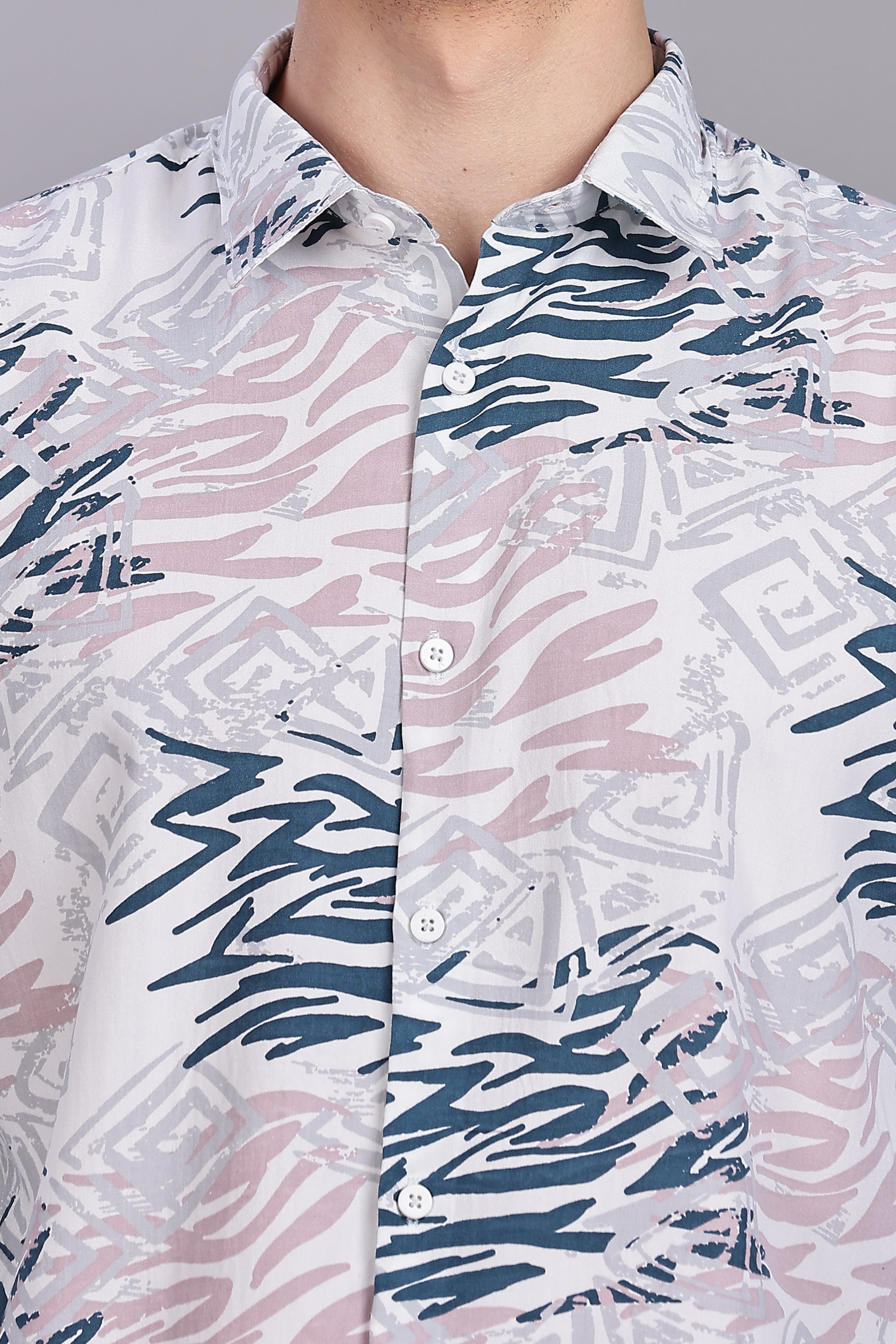 SMOKE ABSTRACT RAYON PRINT SHIRT [white]