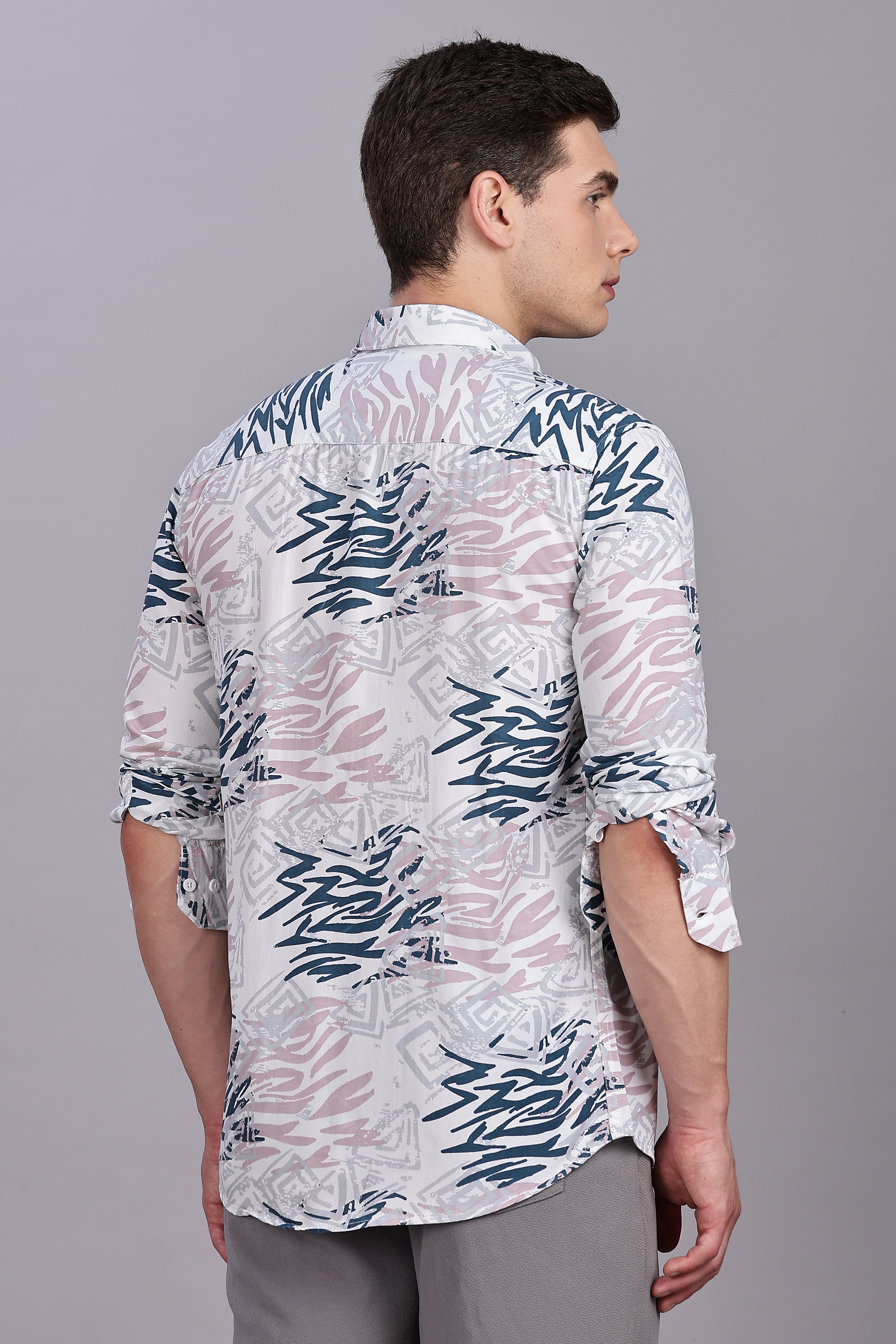 SMOKE ABSTRACT RAYON PRINT SHIRT [white]