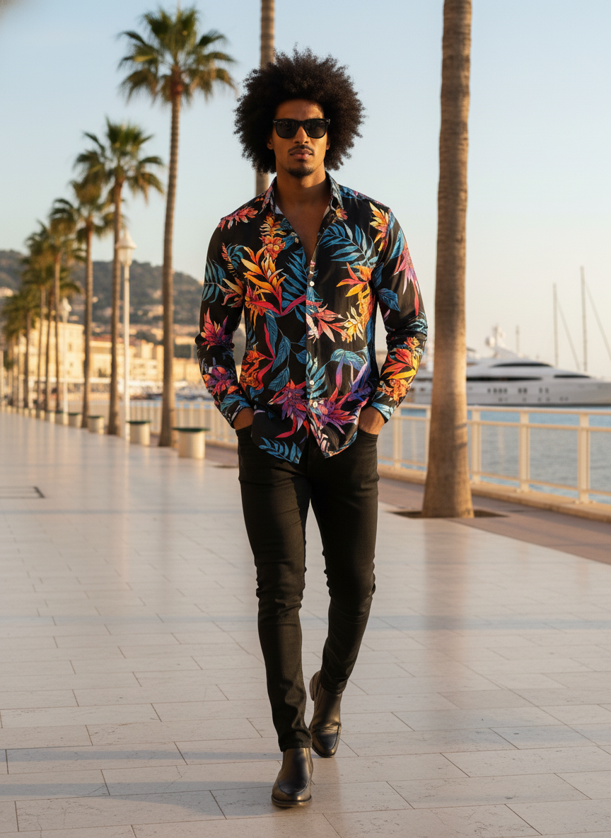 SMOKE FLORAL PRINTED SHIRT