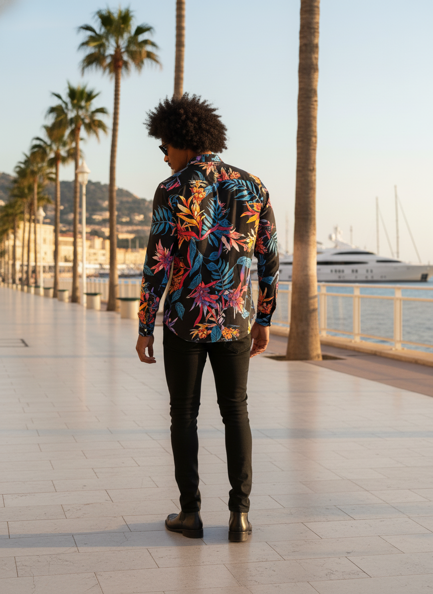 SMOKE FLORAL PRINTED SHIRT